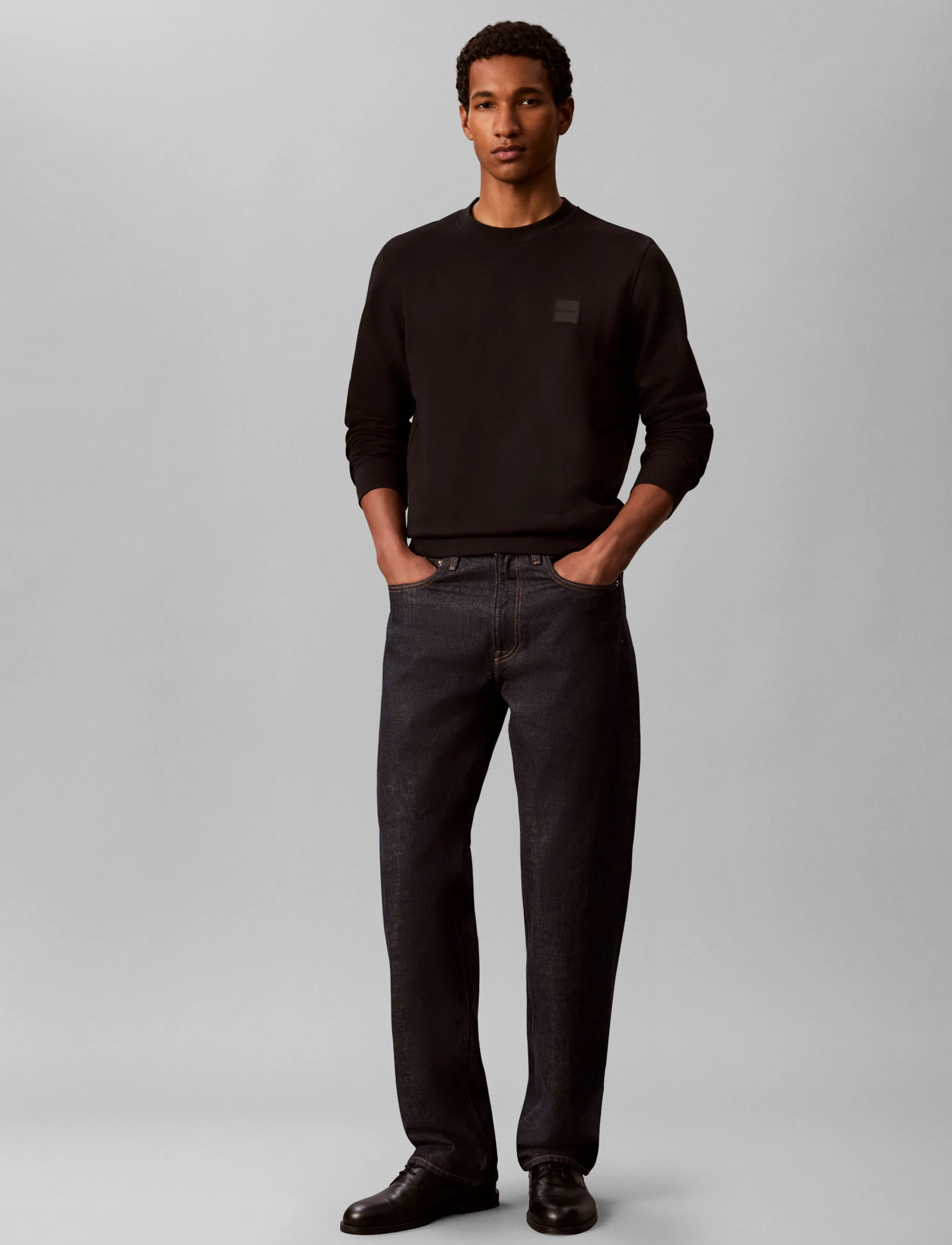 Calvin Klein LS 350 TERRY SPW RUBBER BADGE CR - Sweatshirts - BLACK / black