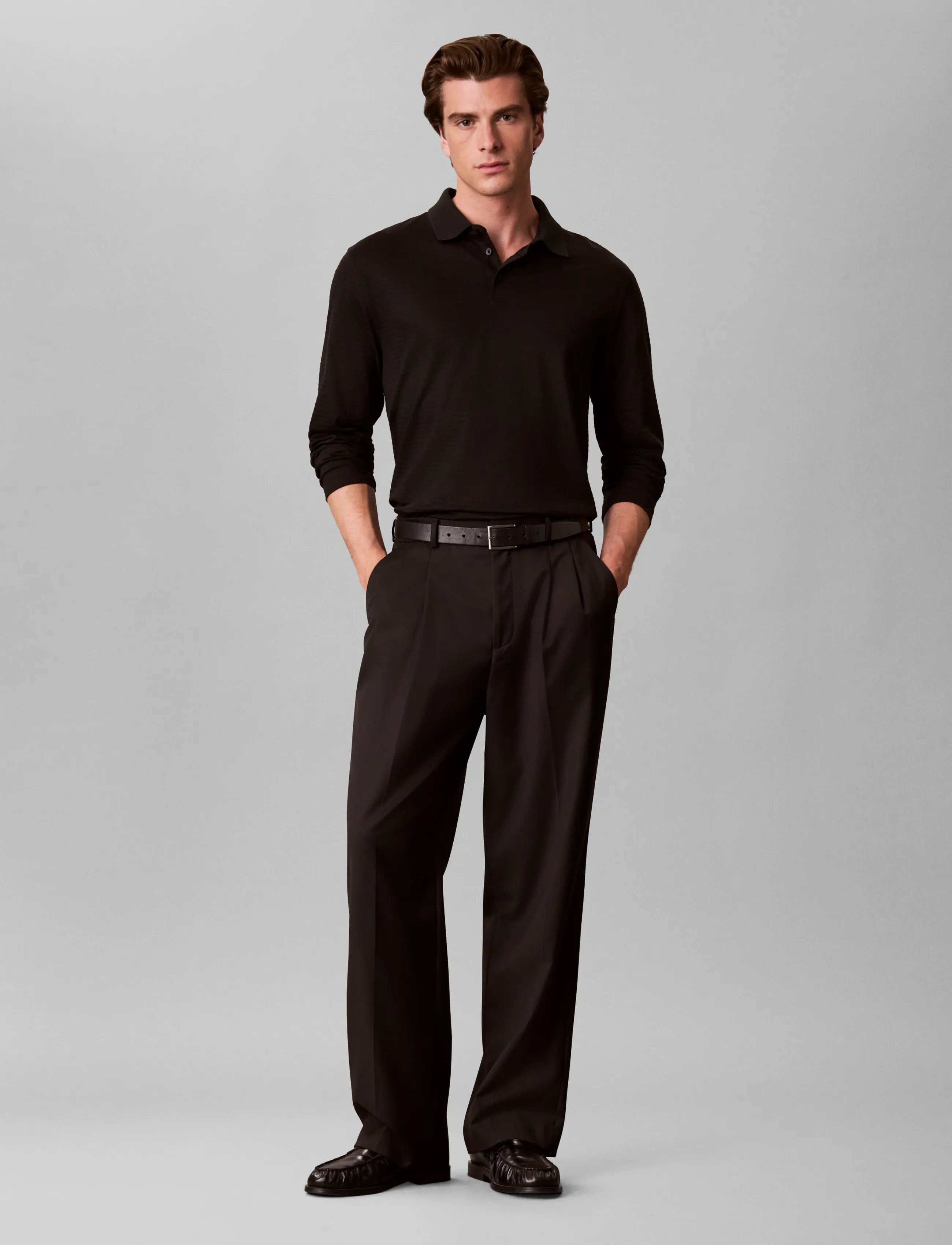 Ls Textured Stripe Polo