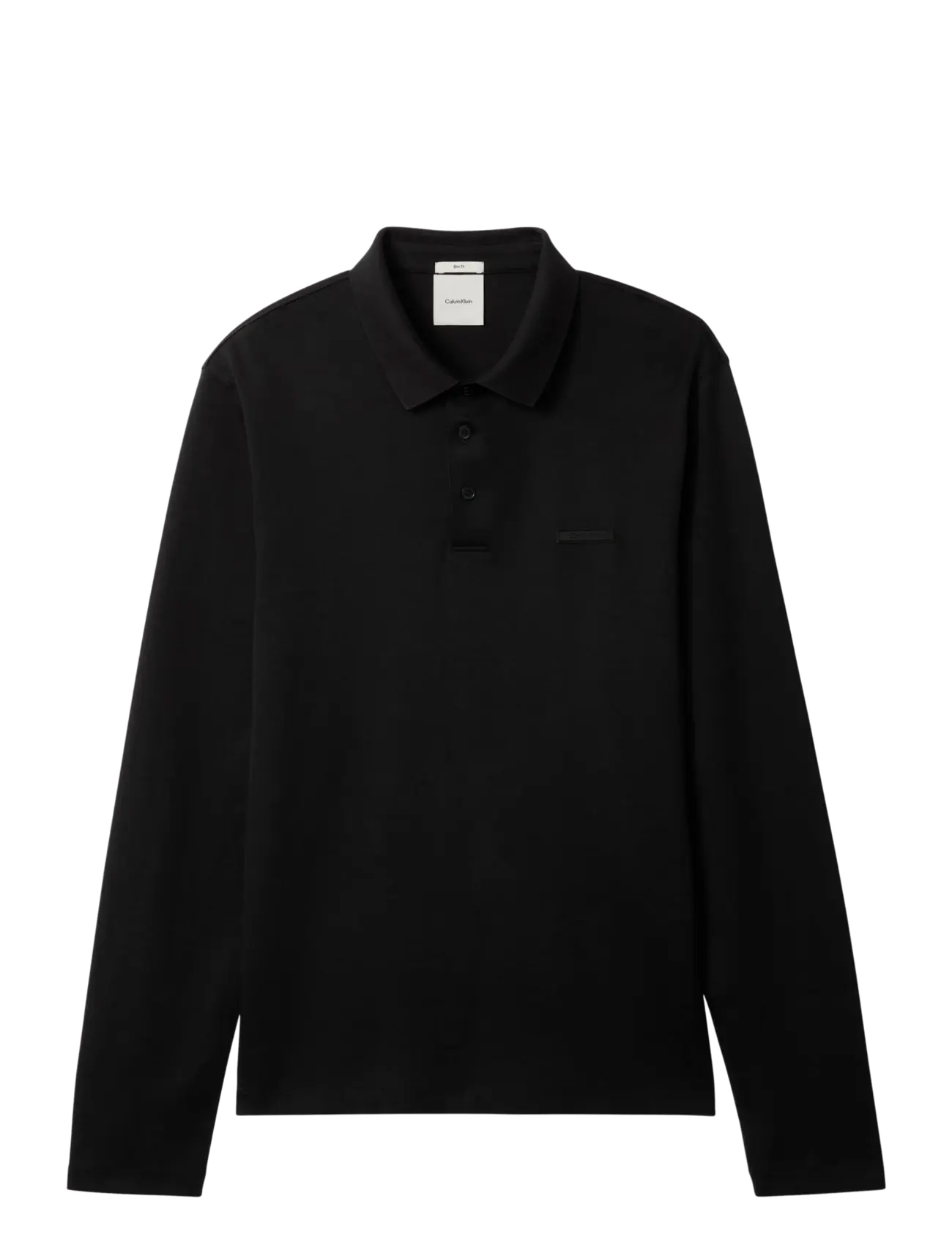 Calvin Klein - LS SLIM SUPIMA LOGO PATCH POLO - langærmede poloer - black - 1