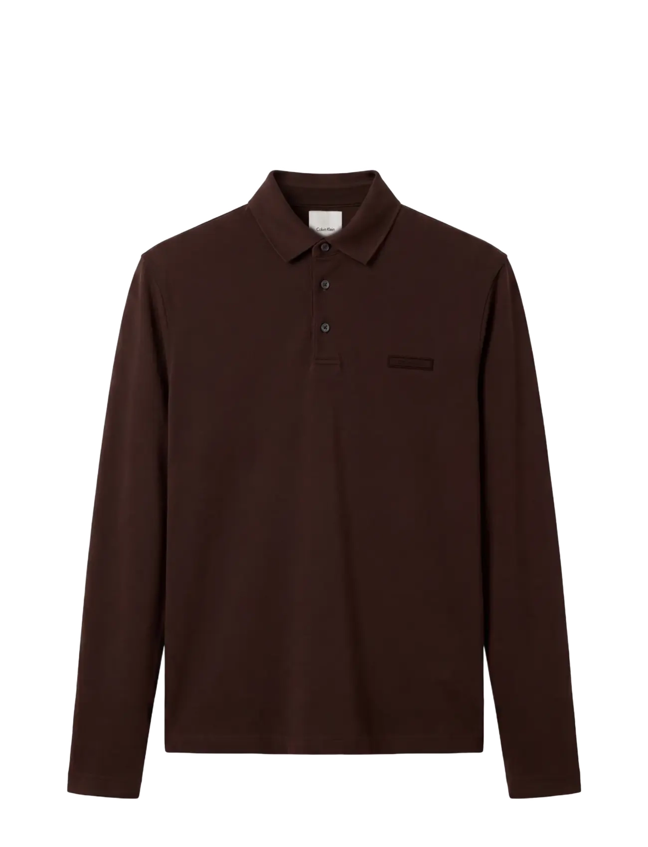 Calvin Klein - LS SLIM SUPIMA LOGO PATCH POLO - langærmede poloer - black coffee - 1