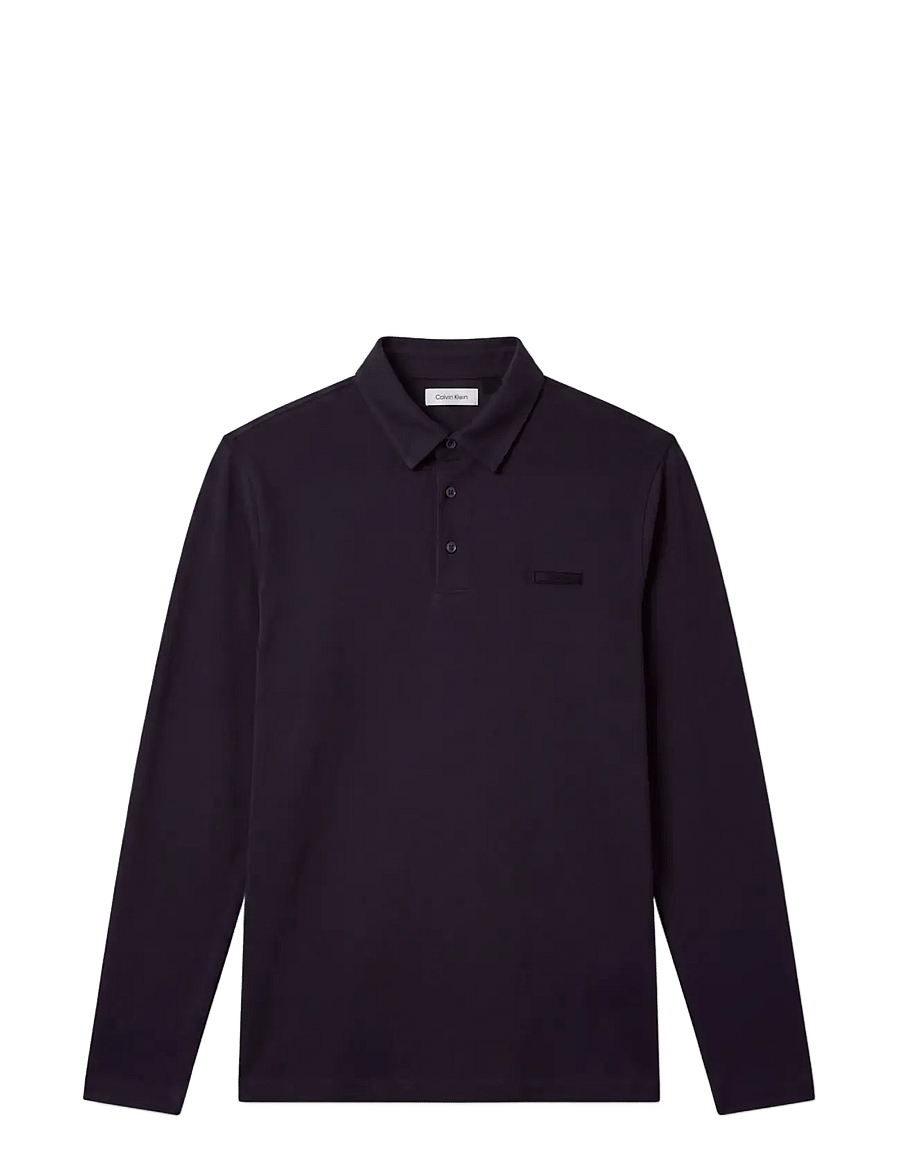 Calvin Klein - LS SLIM SUPIMA LOGO PATCH POLO - långärmade pikéer - dark sapphire - 1