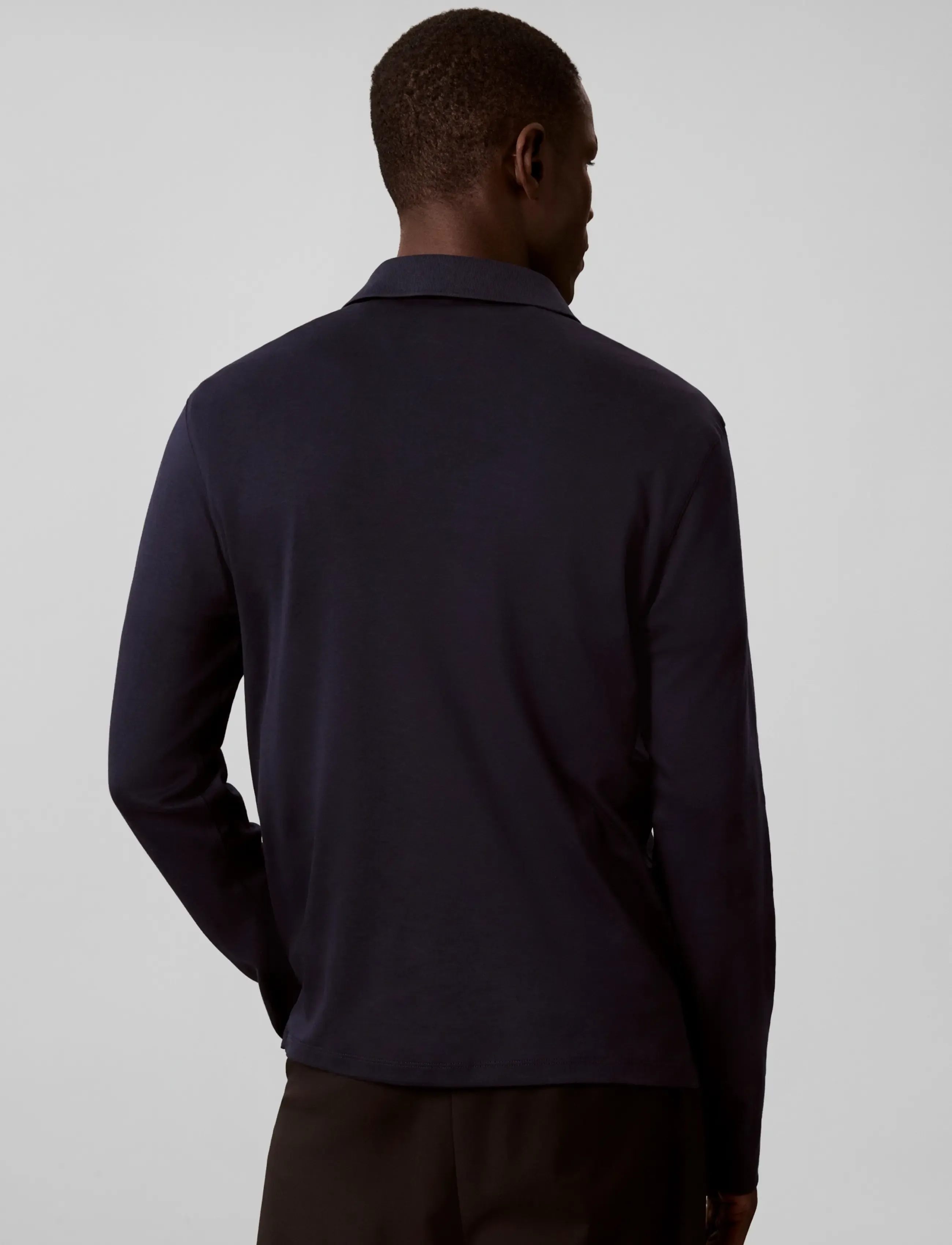Calvin Klein - LS SLIM SUPIMA LOGO PATCH POLO - långärmade pikéer - dark sapphire - 2