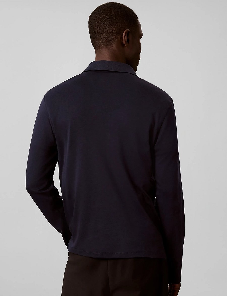 Calvin Klein - LS SLIM SUPIMA LOGO PATCH POLO - långärmade pikéer - dark sapphire - 2