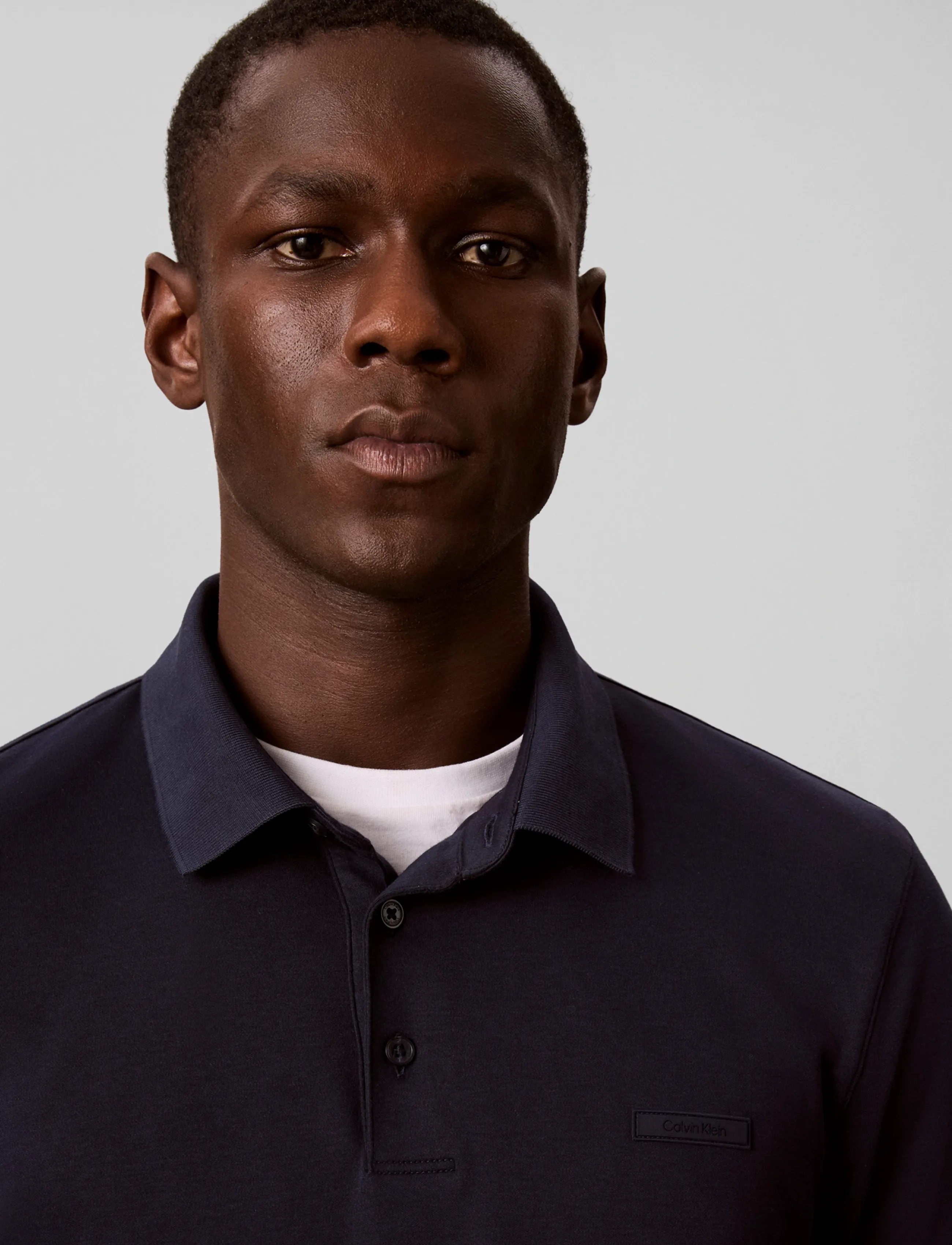 Calvin Klein - LS SLIM SUPIMA LOGO PATCH POLO - långärmade pikéer - dark sapphire - 4