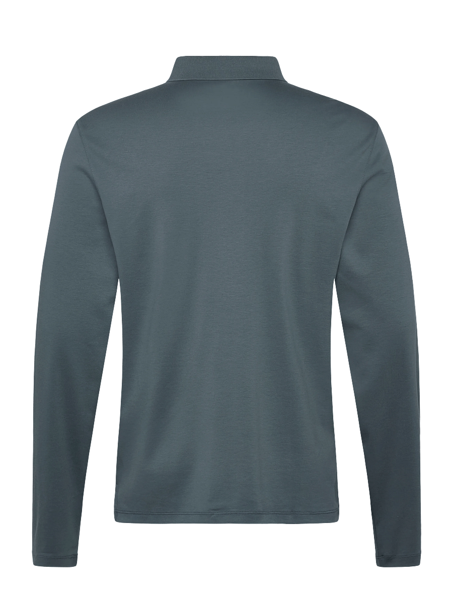 Calvin Klein - LS SLIM SUPIMA LOGO PATCH POLO - langærmede poloer - dark slate - 1