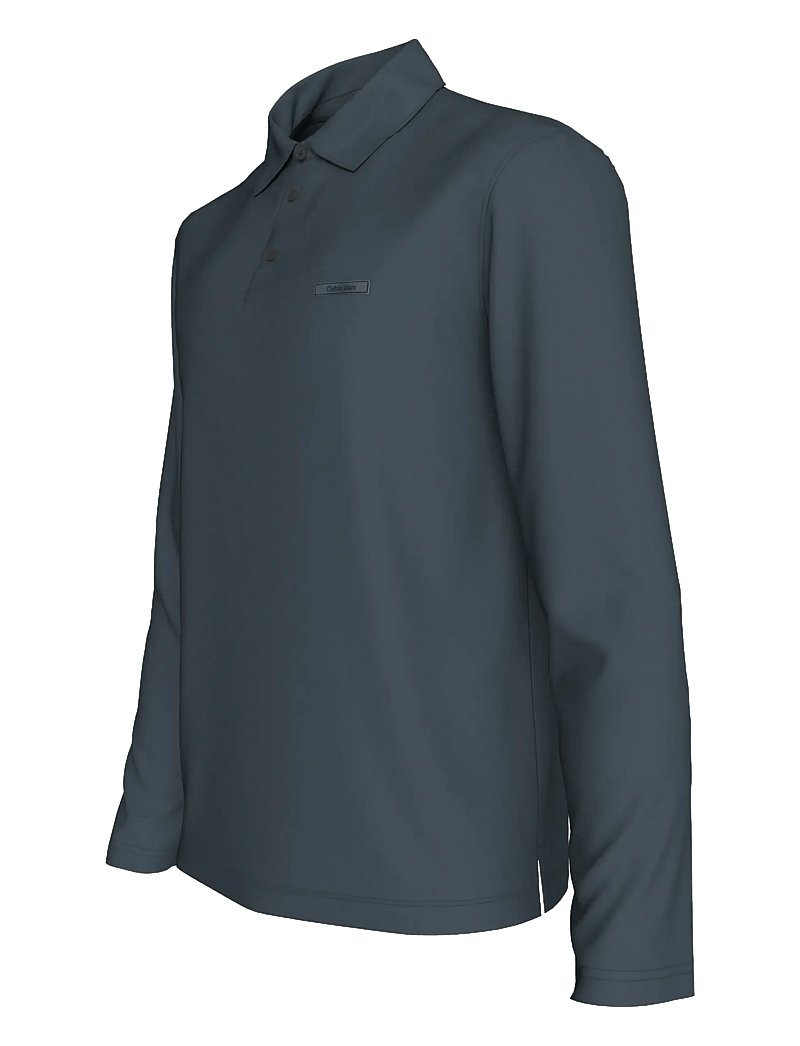 Calvin Klein - LS SLIM SUPIMA LOGO PATCH POLO - polo krekli ar garām piedurknēm - dark slate - 2