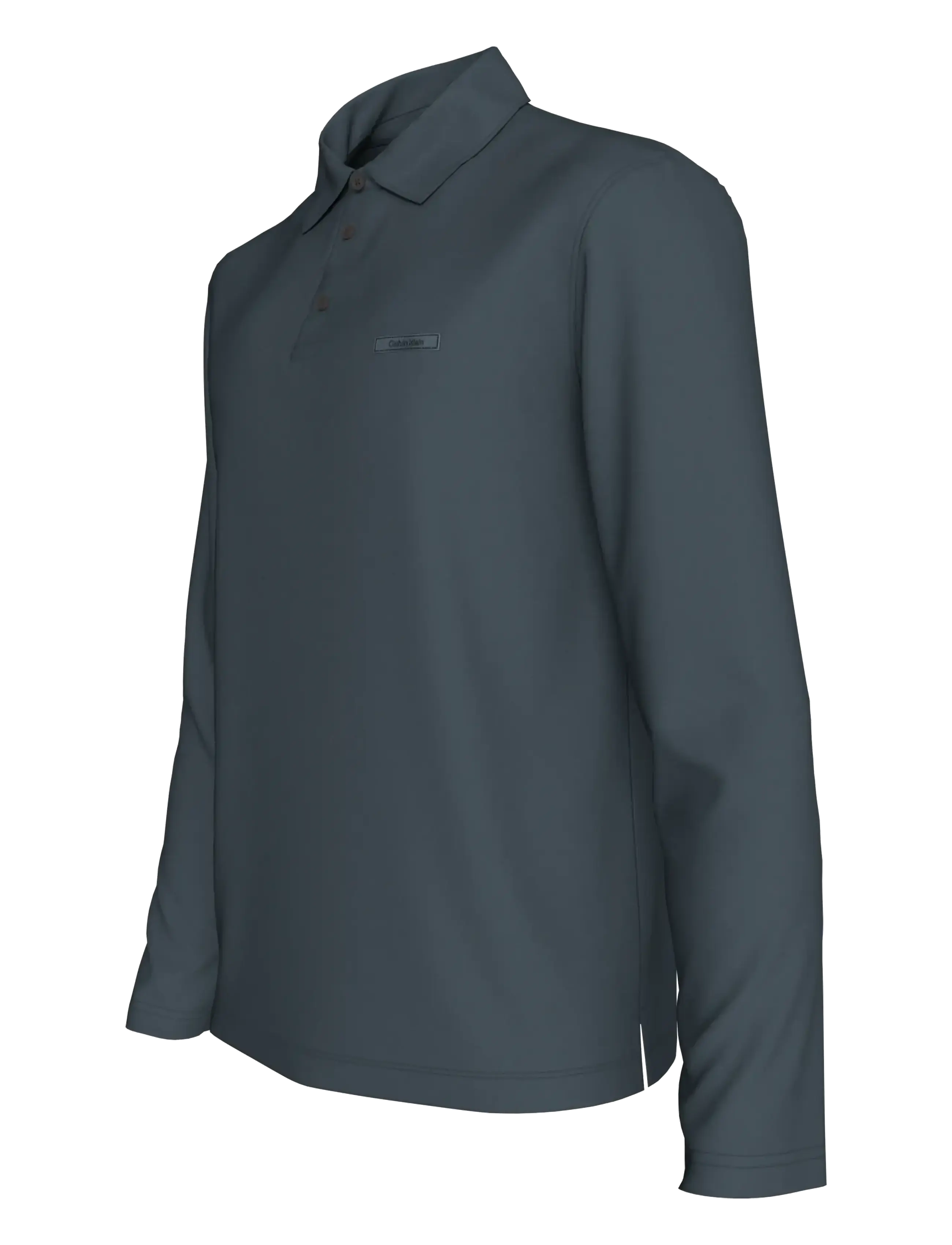 Calvin Klein - LS SLIM SUPIMA LOGO PATCH POLO - long-sleeved polos - dark slate - 2
