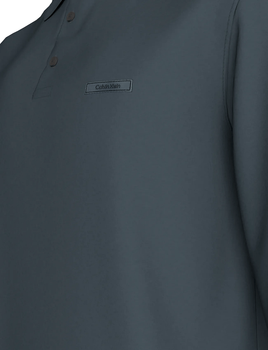 Calvin Klein - LS SLIM SUPIMA LOGO PATCH POLO - langærmede poloer - dark slate - 4