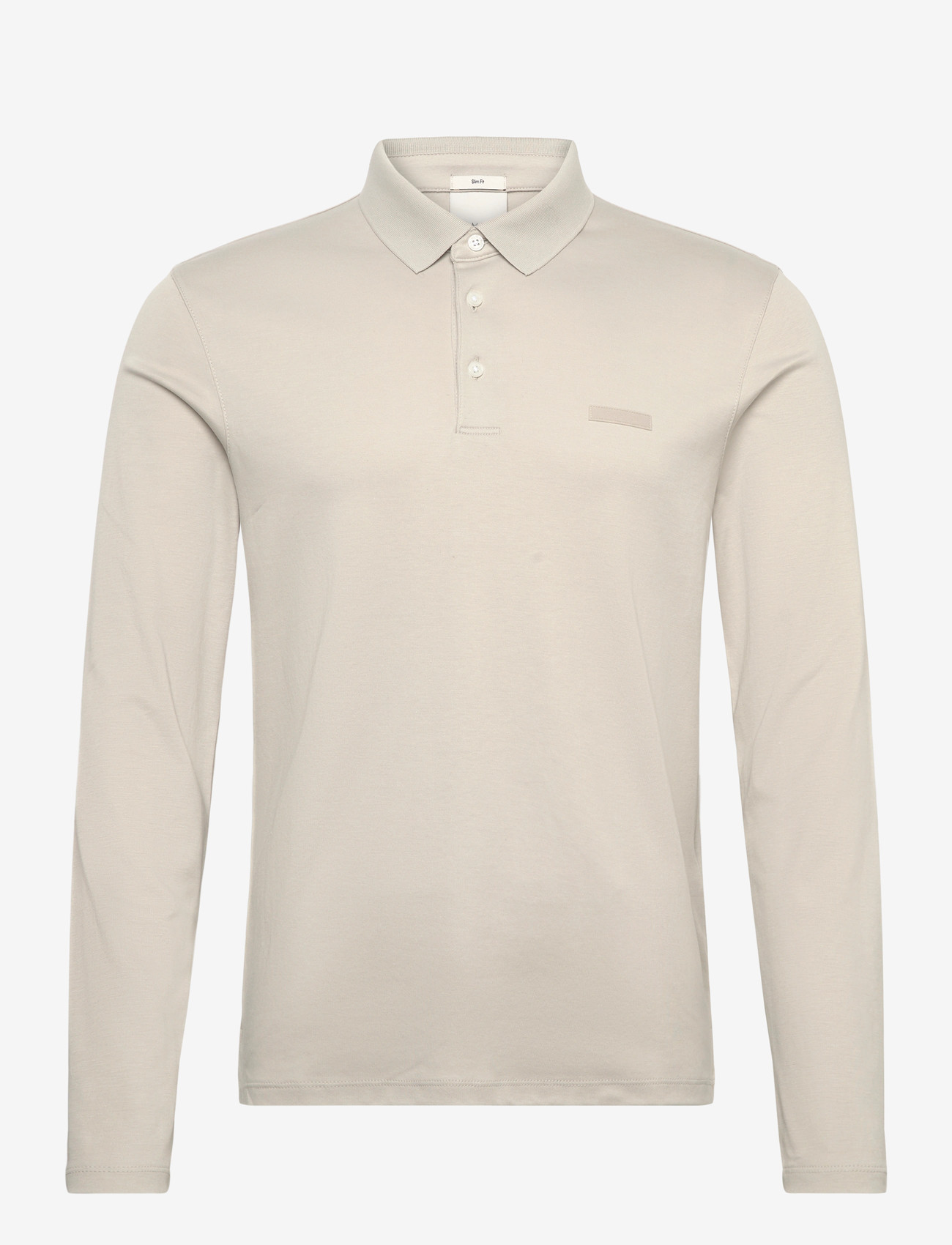 Calvin Klein - LS SLIM SUPIMA LOGO PATCH POLO - langærmede poloer - moonstruck - 1