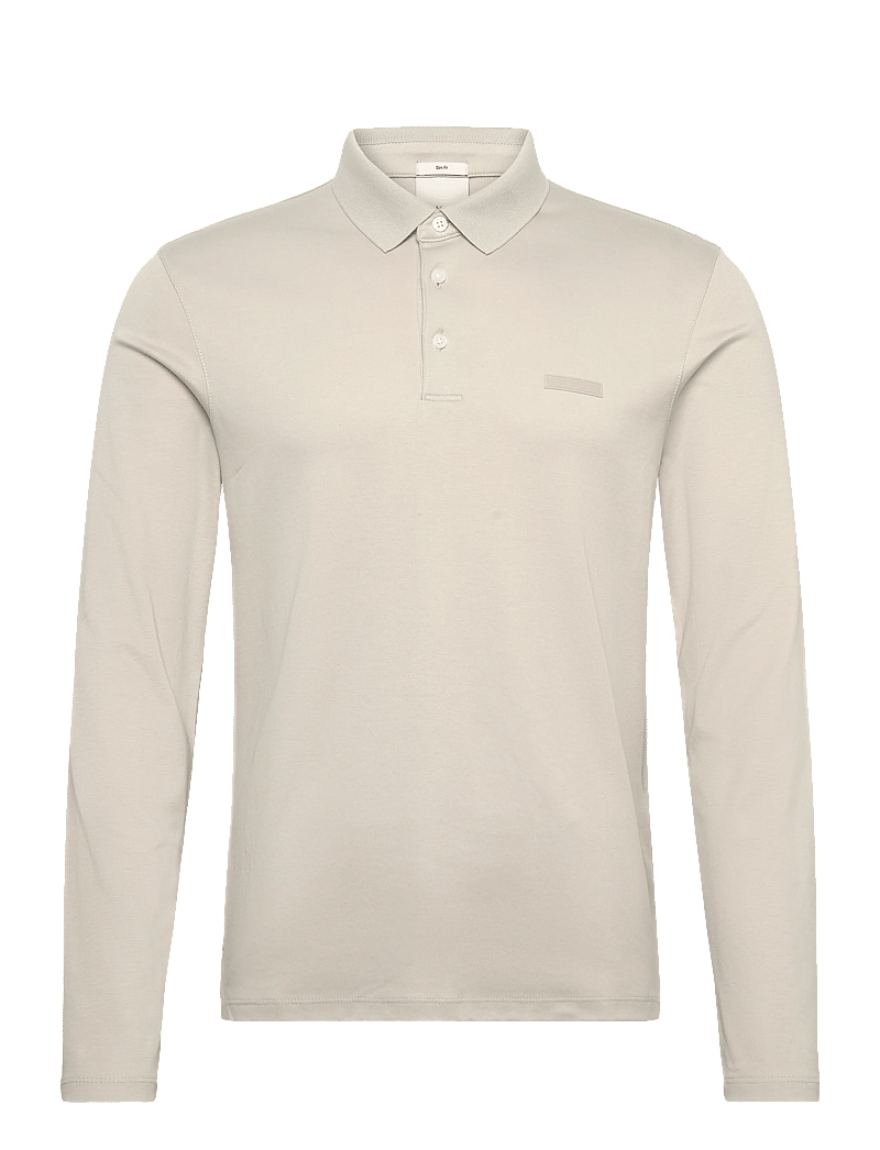 Calvin Klein - LS SLIM SUPIMA LOGO PATCH POLO - langærmede poloer - moonstruck - 1
