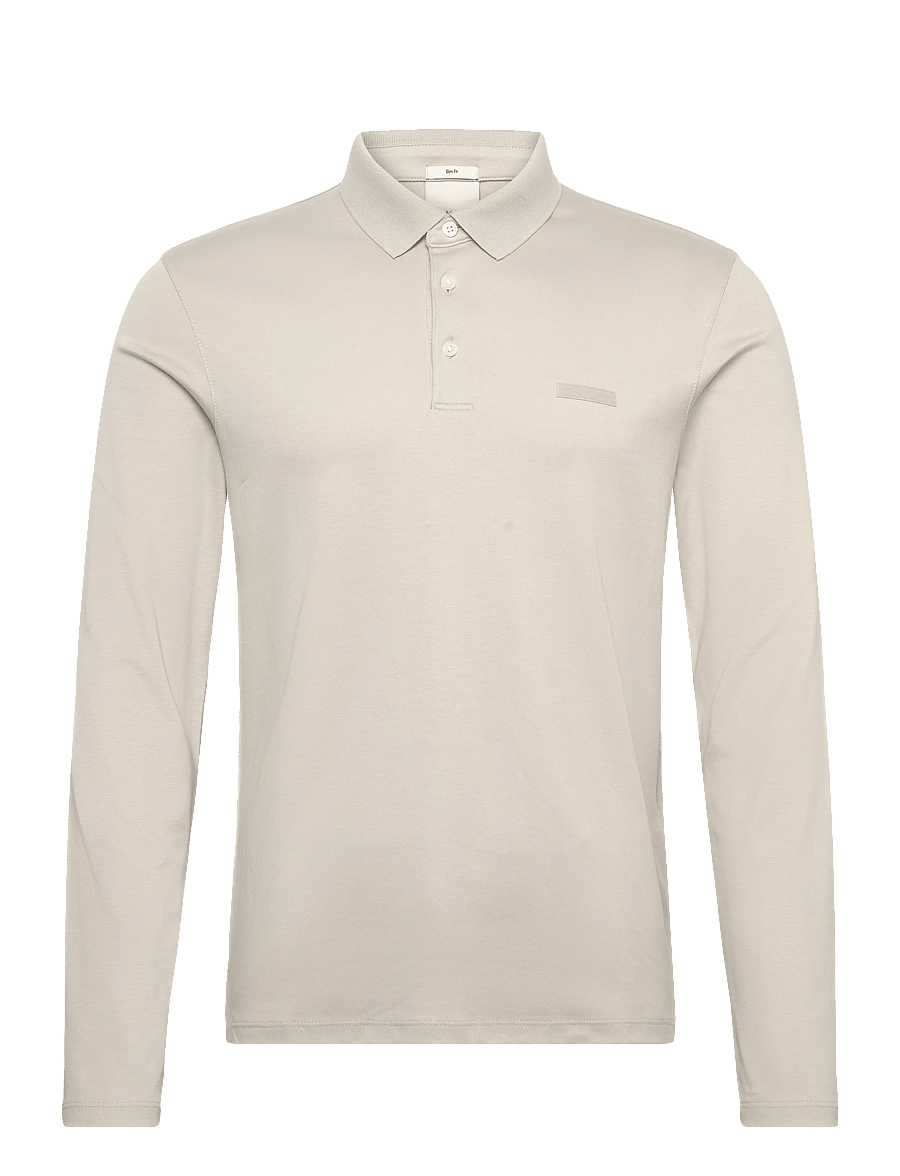 Calvin Klein - LS SLIM SUPIMA LOGO PATCH POLO - langærmede poloer - moonstruck - 1