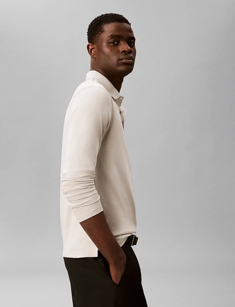 Calvin Klein - LS SLIM SUPIMA LOGO PATCH POLO - langærmede poloer - moonstruck - 3