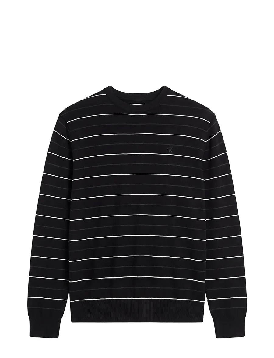 Calvin Klein - LS 100% MERINO STRIPE CREW 14GG - rundhals - black - 1