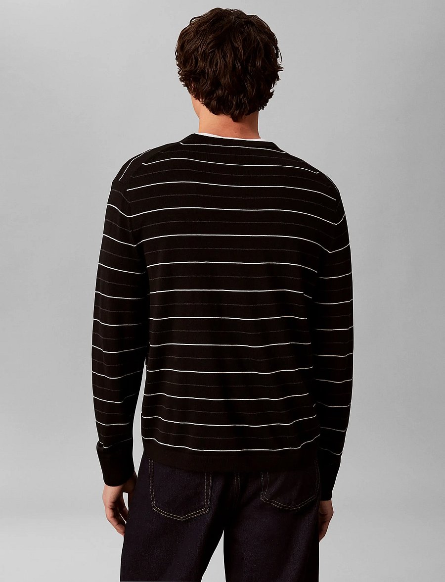 Calvin Klein - LS 100% MERINO STRIPE CREW 14GG - rundhals - black - 2