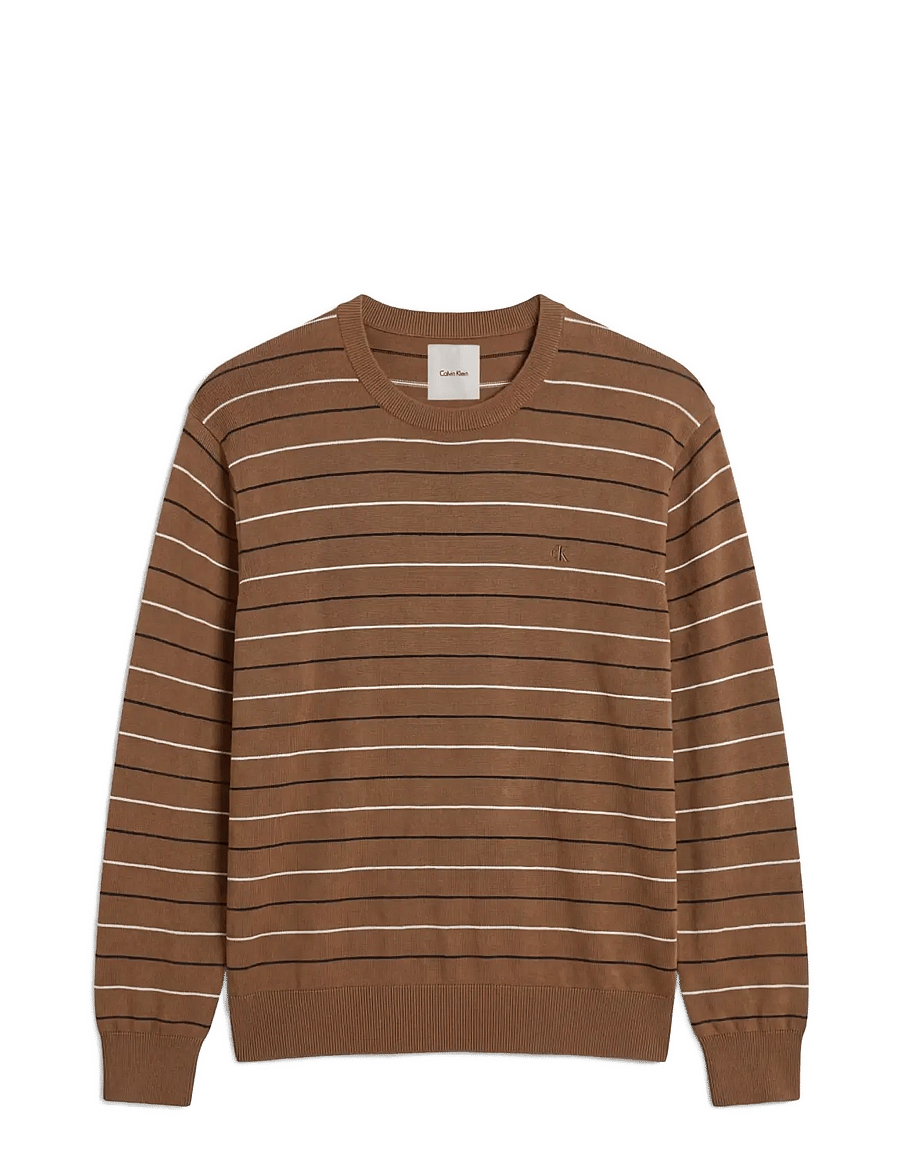 Calvin Klein - LS 100% MERINO STRIPE CREW 14GG - round necks - thrush - 1