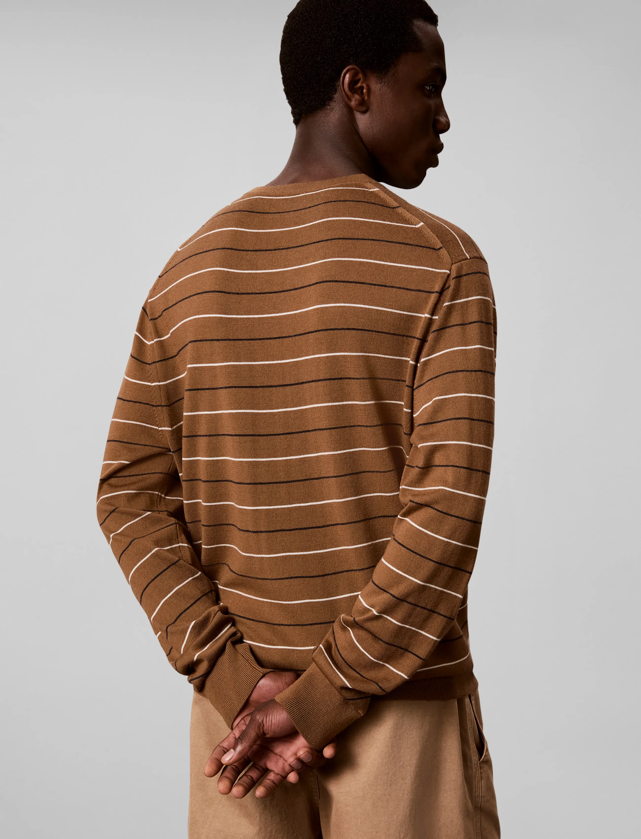 Calvin Klein - LS 100% MERINO STRIPE CREW 14GG - round necks - thrush - 2
