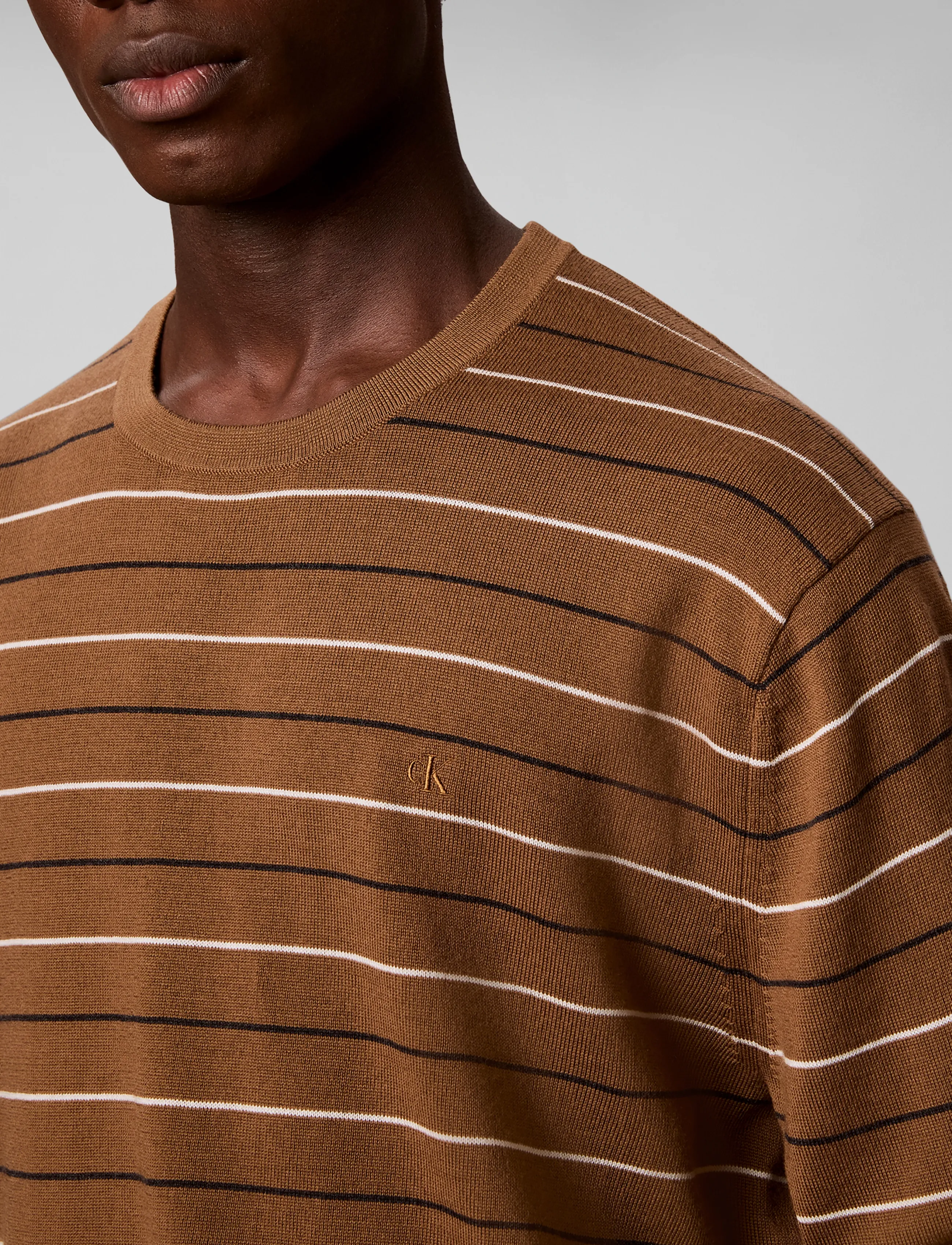 Calvin Klein - LS 100% MERINO STRIPE CREW 14GG - round necks - thrush - 4