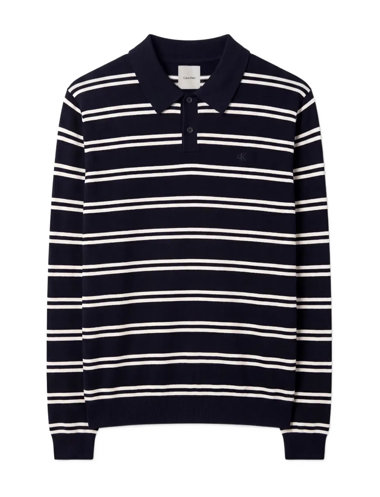 Calvin Klein - LS 100% MERINO STRIPE POLO 14GG - dark sapphire - 1