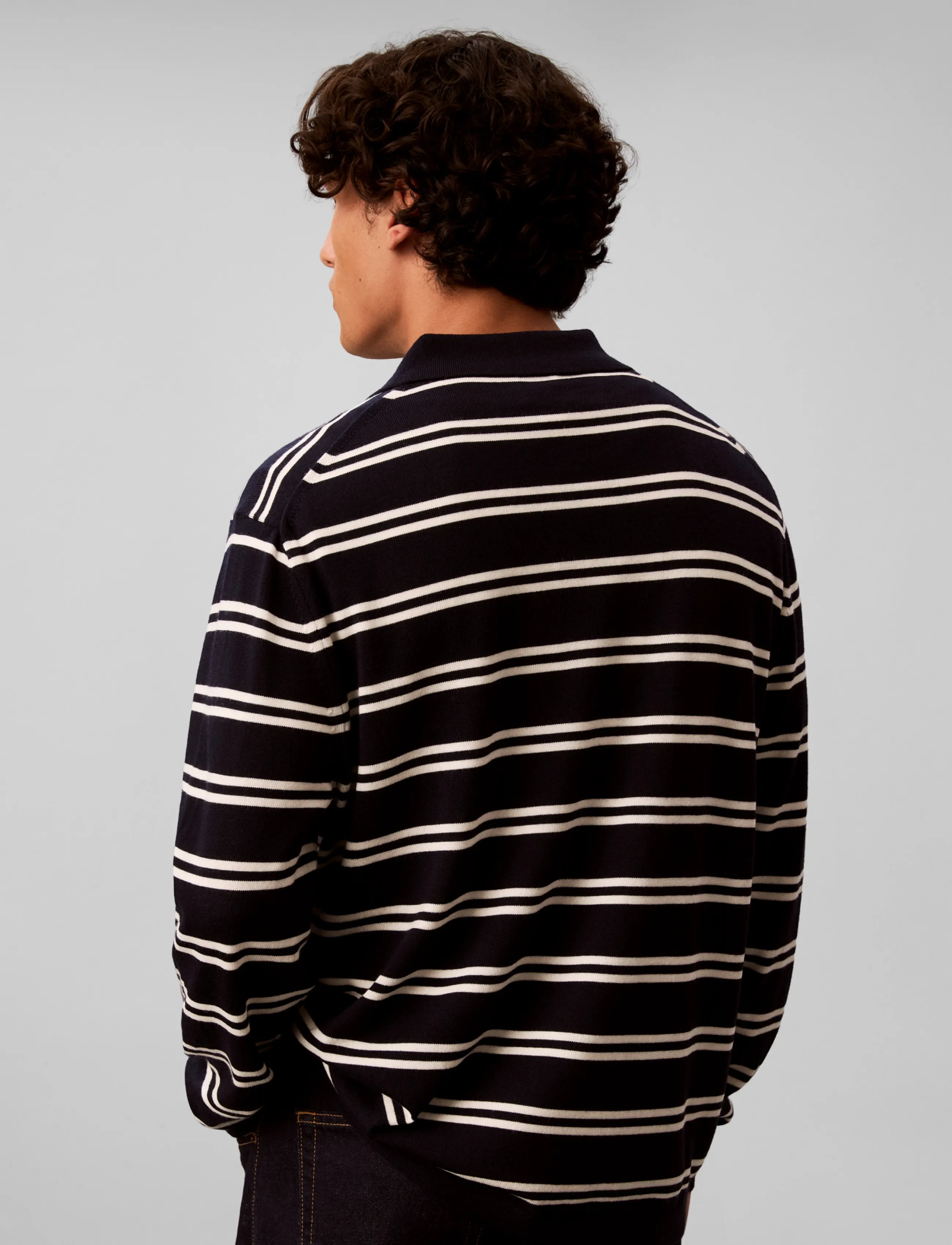 Ls 100% Merino Stripe Polo 14Gg 2