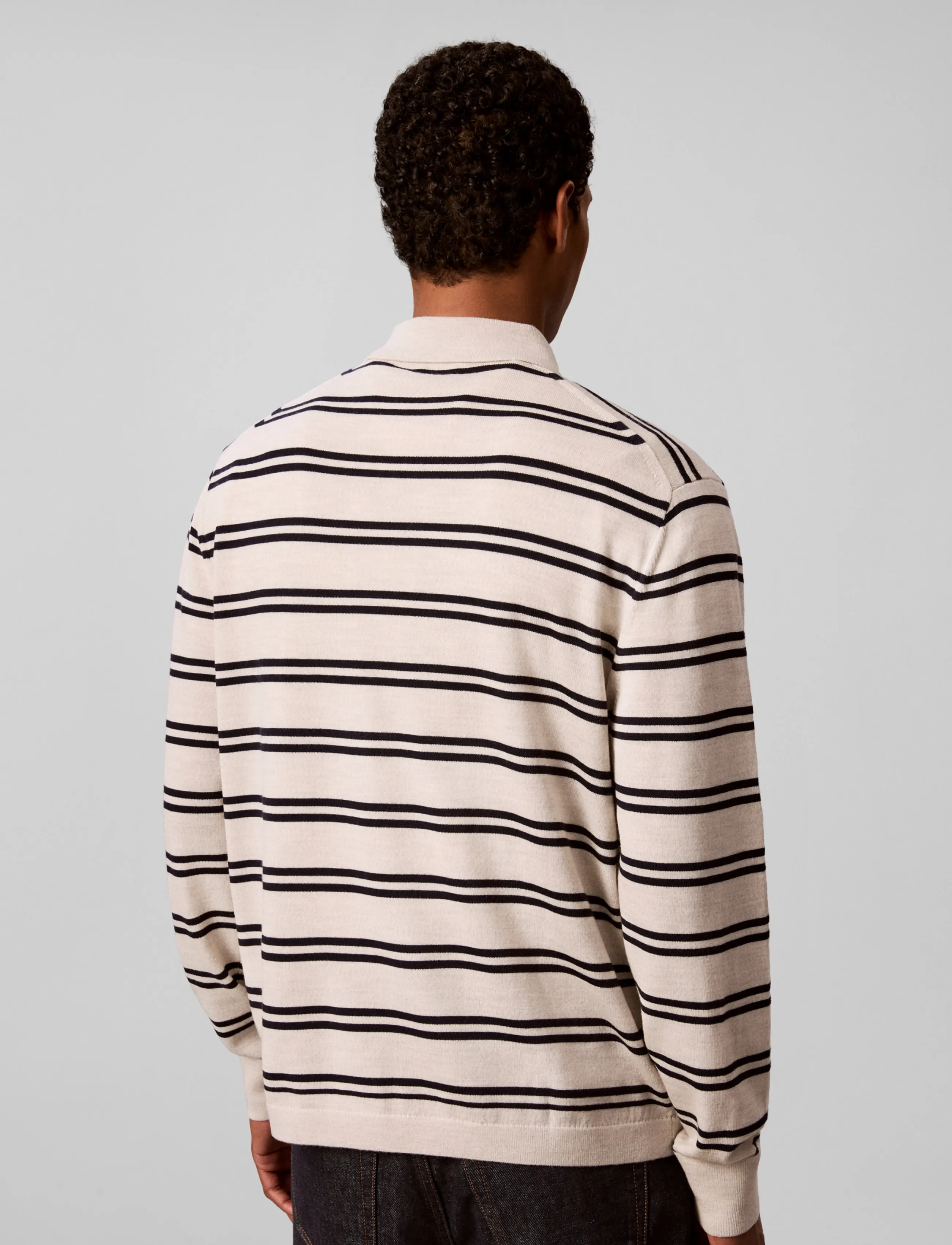 Ls 100% Merino Stripe Polo 14Gg 2