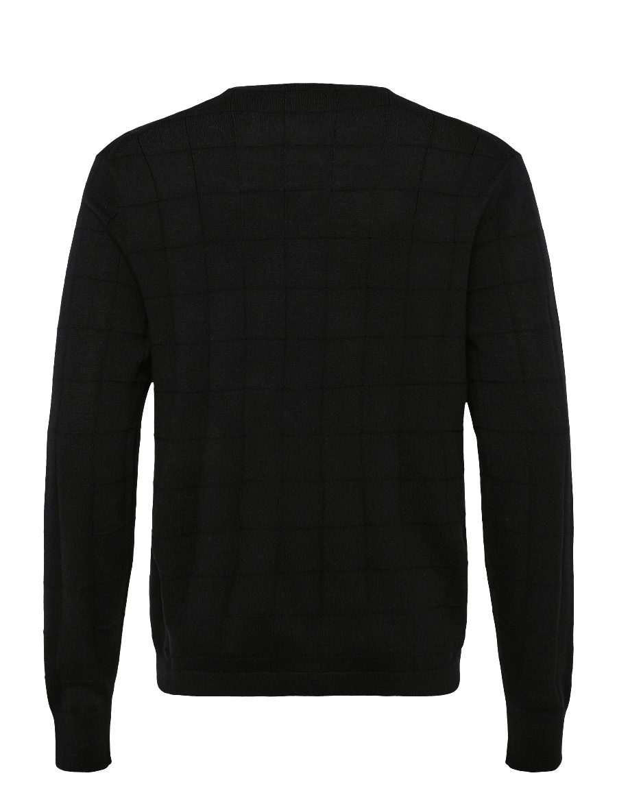 Calvin Klein - LS 100% MERINO TEXTURED GRID CRE - round necks - black - 2