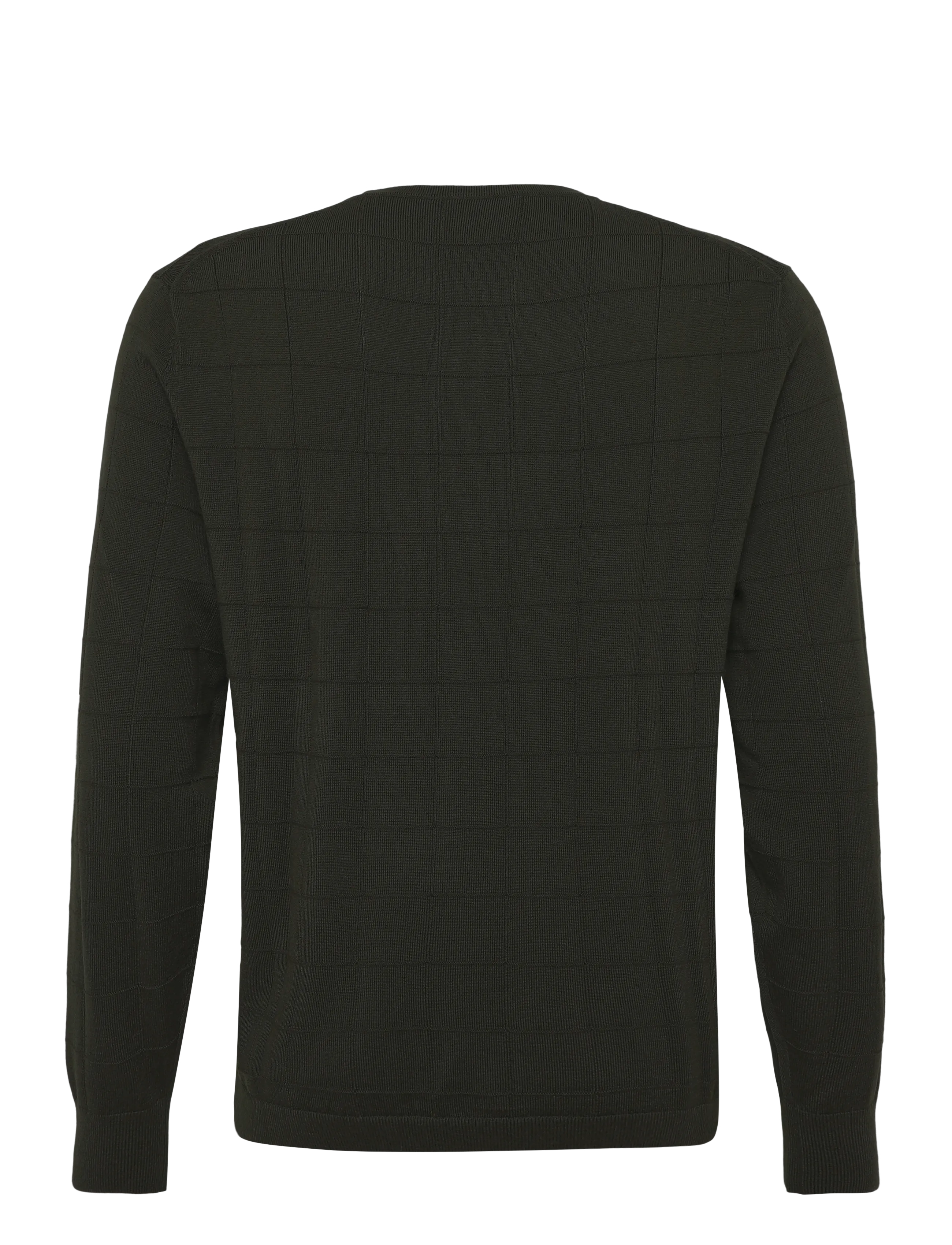 Calvin Klein - LS 100% MERINO TEXTURED GRID CRE - round necks - olive night - 2
