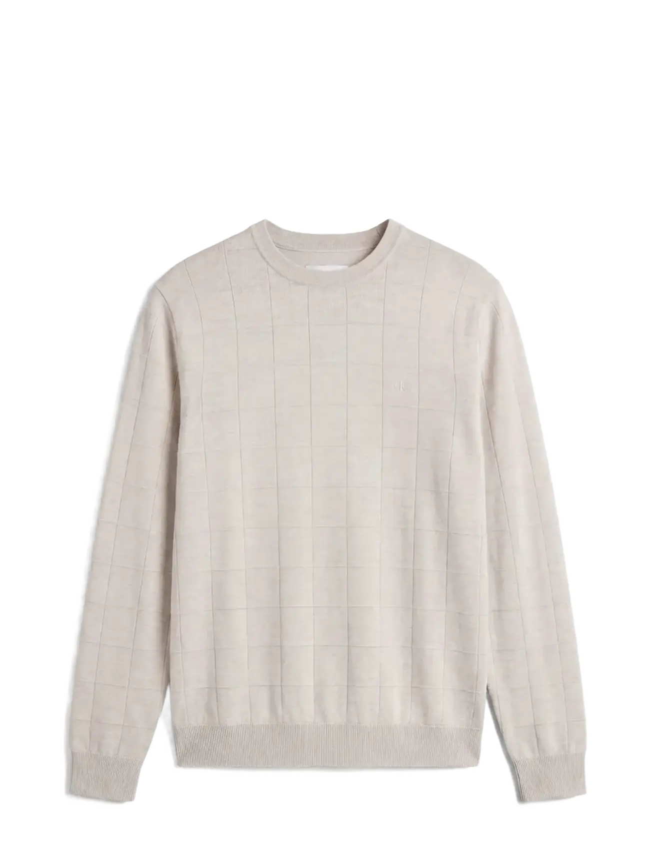 Calvin Klein - LS 100% MERINO TEXTURED GRID CRE - rundhals - snow heather - 1