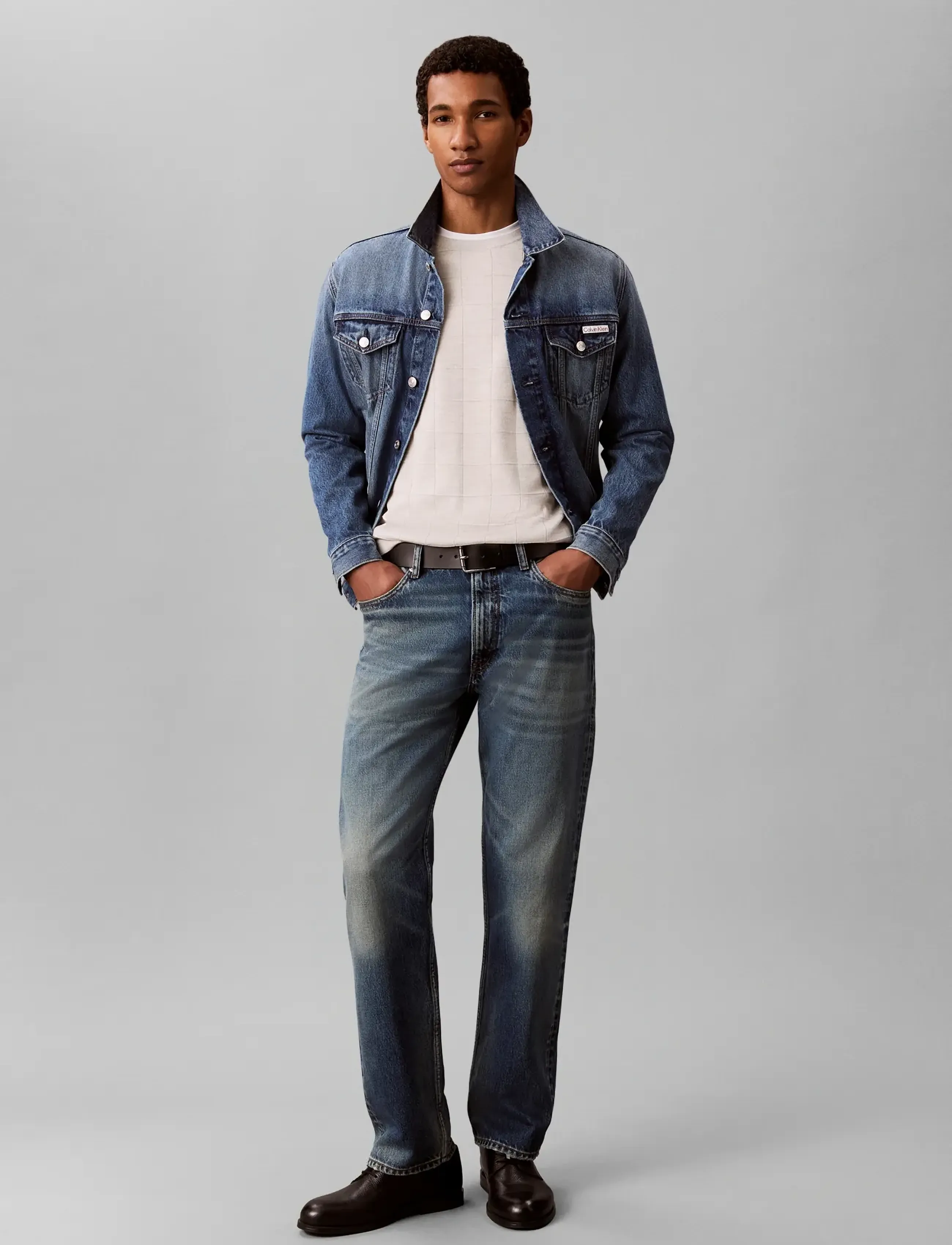 Calvin Klein - LS 100% MERINO TEXTURED GRID CRE - rundhals - snow heather - 3