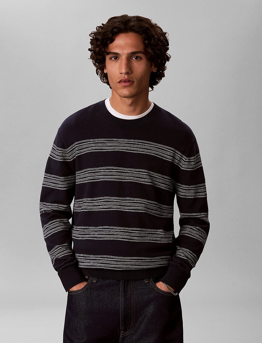 Calvin Klein - LS SPACE STRIPE CTN CREWNK SWEAT - rundhals - dark sapphire - 0