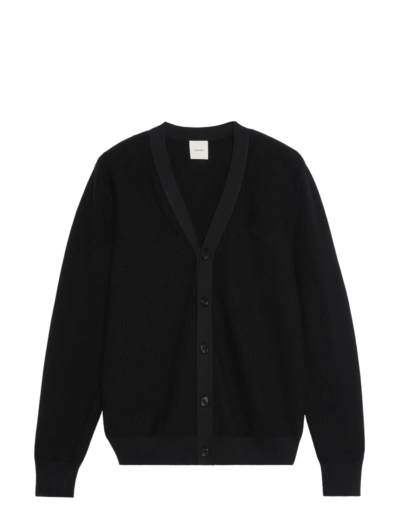 Calvin Klein LS TEXTURED COTTON CARDIGAN 12GG - Strickmode - BLACK / black