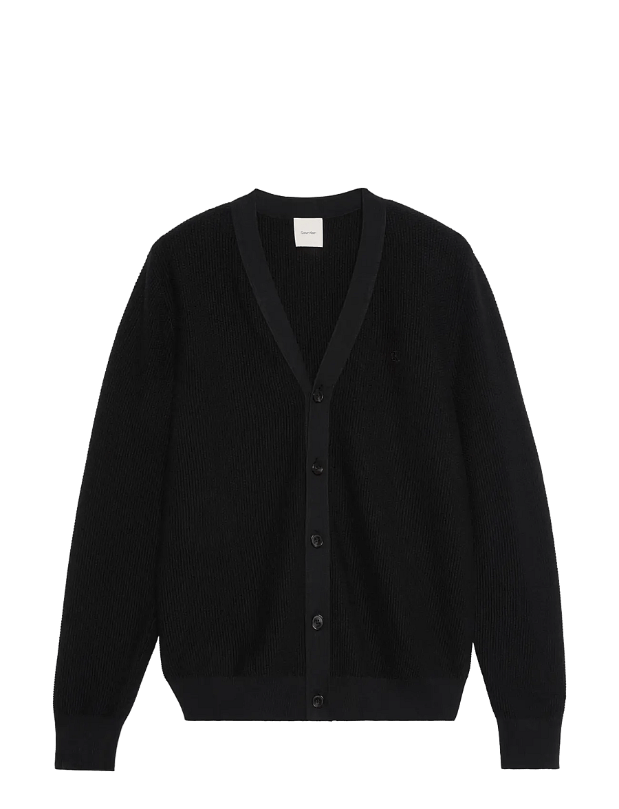 Calvin Klein - LS TEXTURED COTTON CARDIGAN 12GG - strickjacken - black - 1