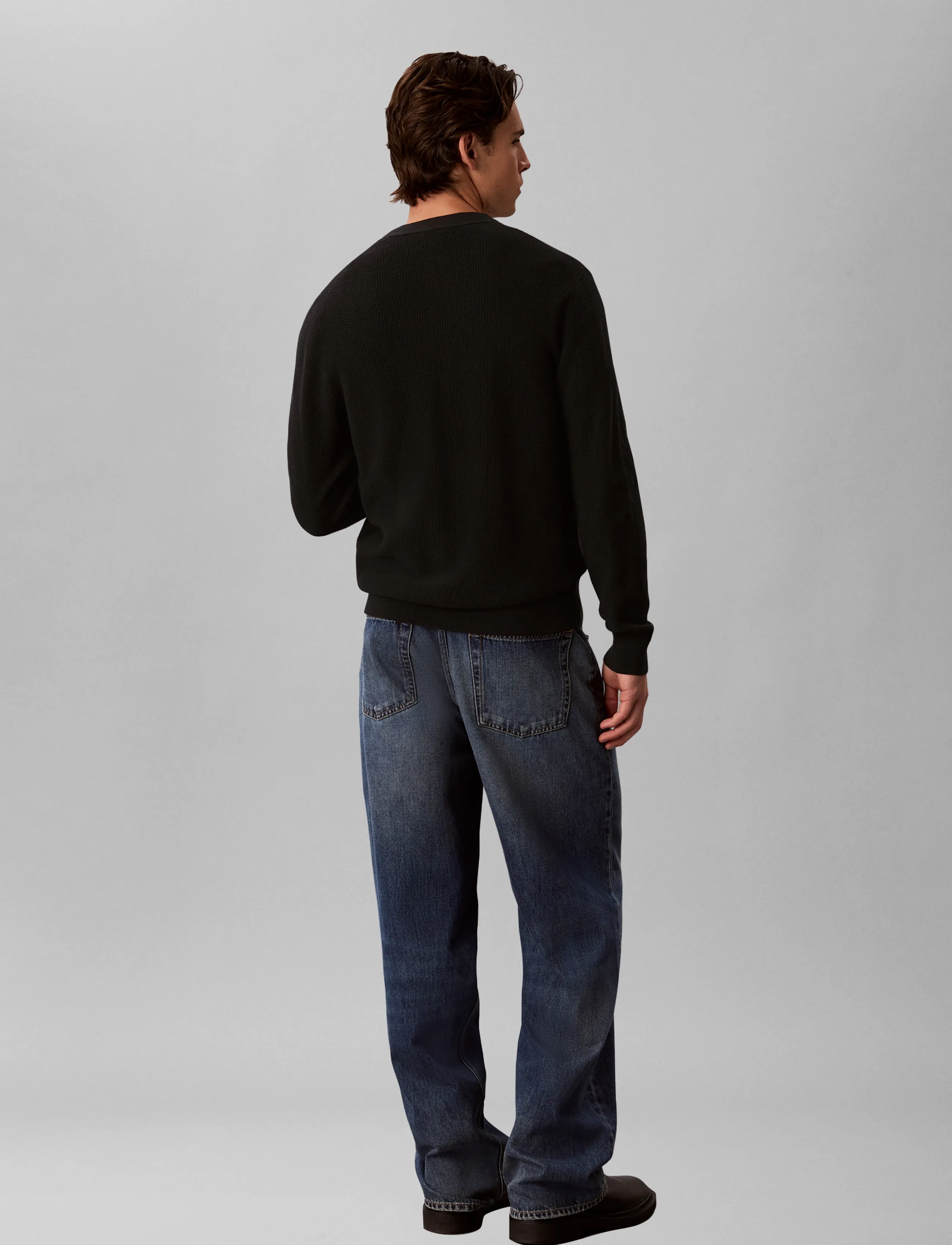Calvin Klein - LS TEXTURED COTTON CARDIGAN 12GG - strickjacken - black - 2