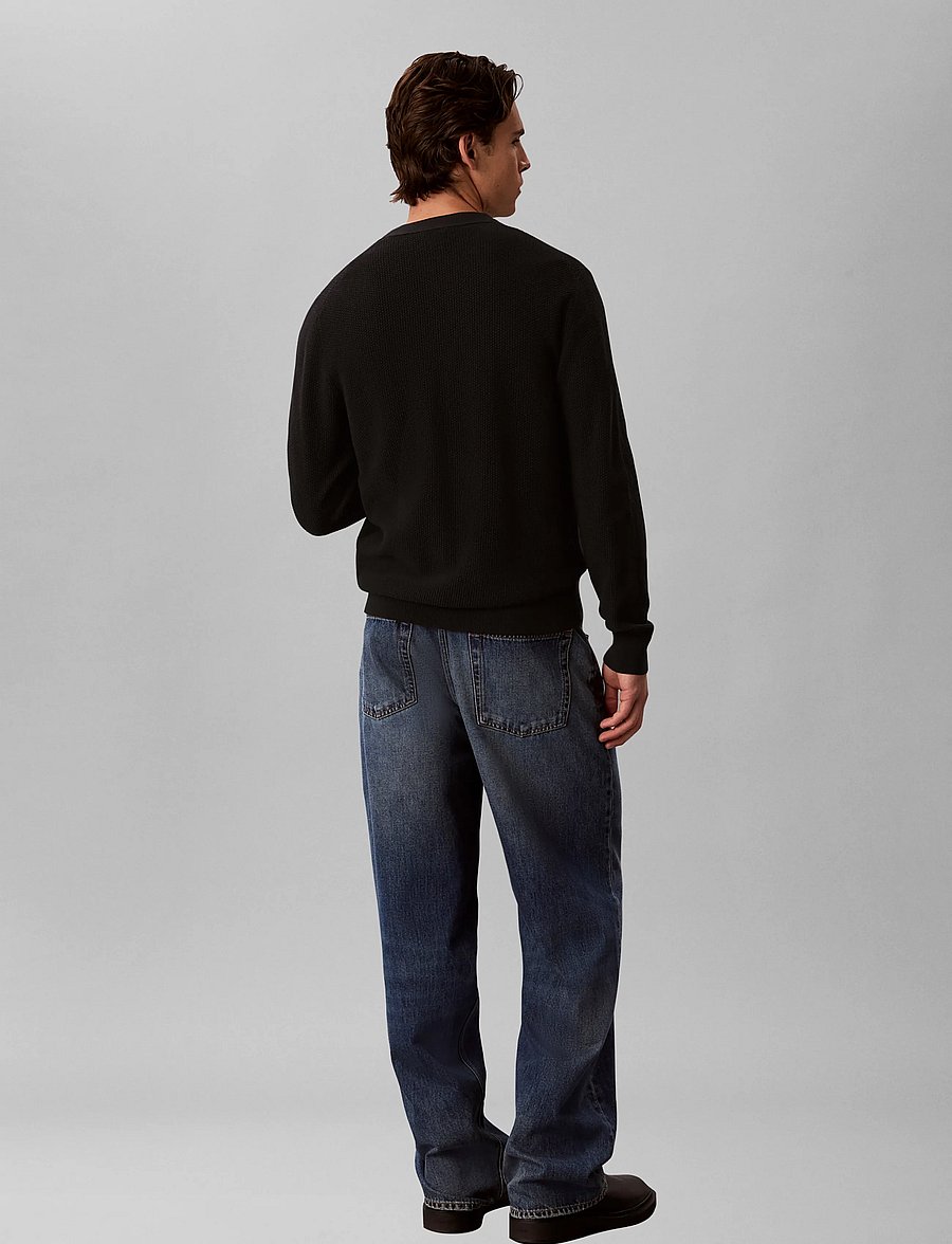 Calvin Klein - LS TEXTURED COTTON CARDIGAN 12GG - strickjacken - black - 2