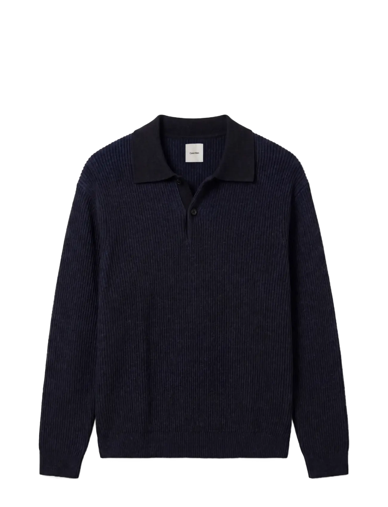 Calvin Klein - LS COTTON STITCH POLO SWEATER 9G - poloer i strik med lange ærmer - black - 1