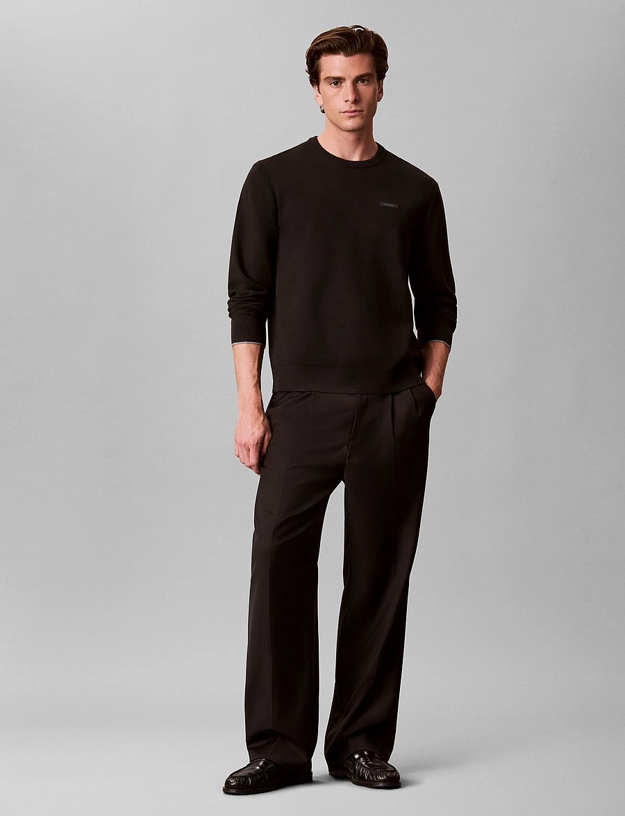 Calvin Klein - LS CK TECH KNIT TIPPING CREW 12G - rundhals - black - 0