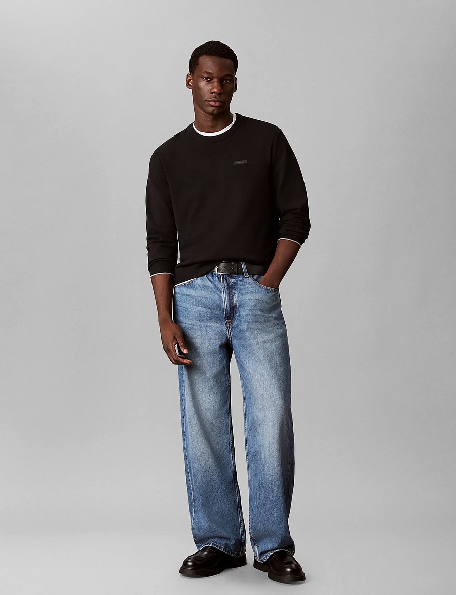 Calvin Klein - LS CK TECH KNIT TIPPING CREW 12G - rundhalsad - black - 0