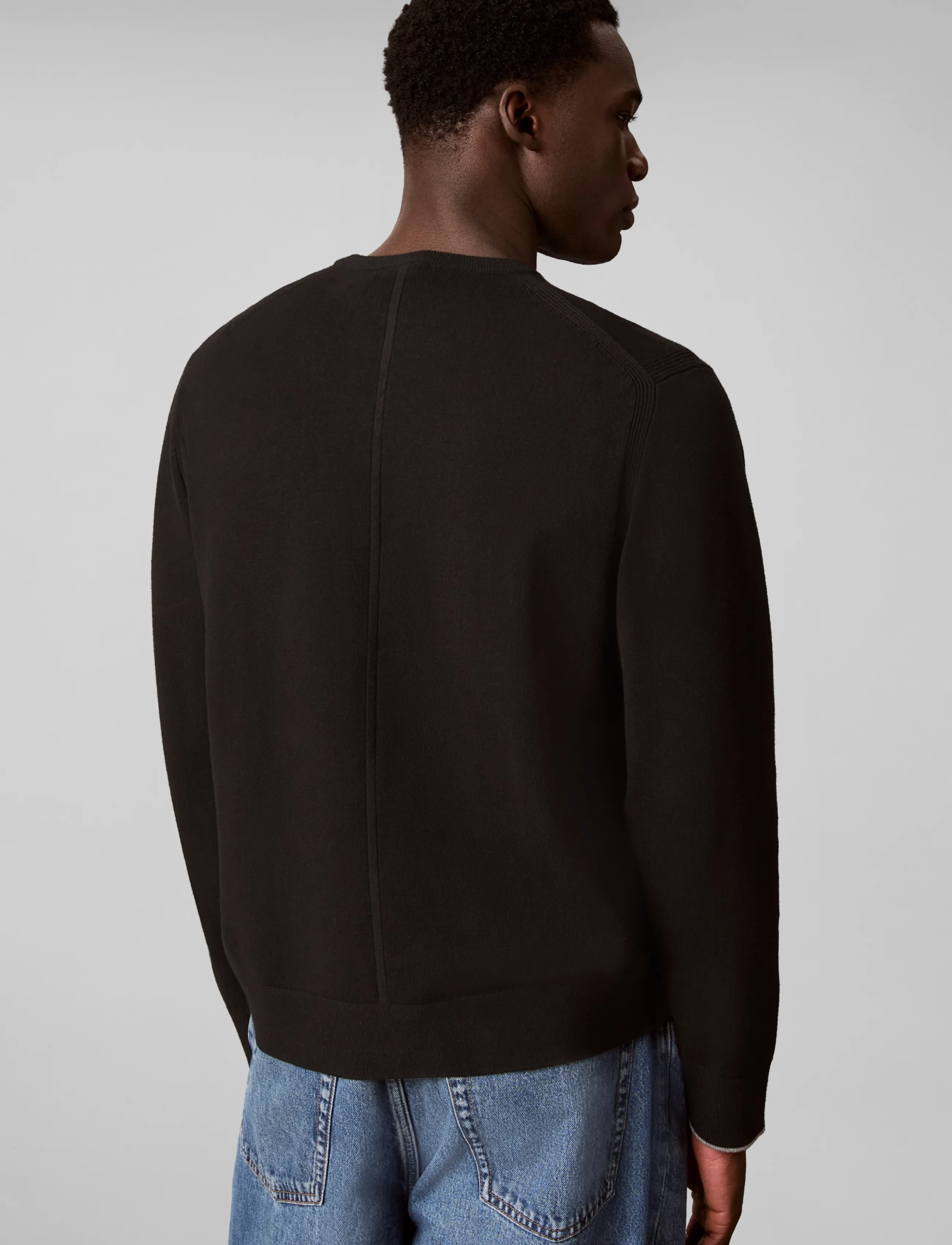 Calvin Klein - LS CK TECH KNIT TIPPING CREW 12G - rundhalsad - black - 2