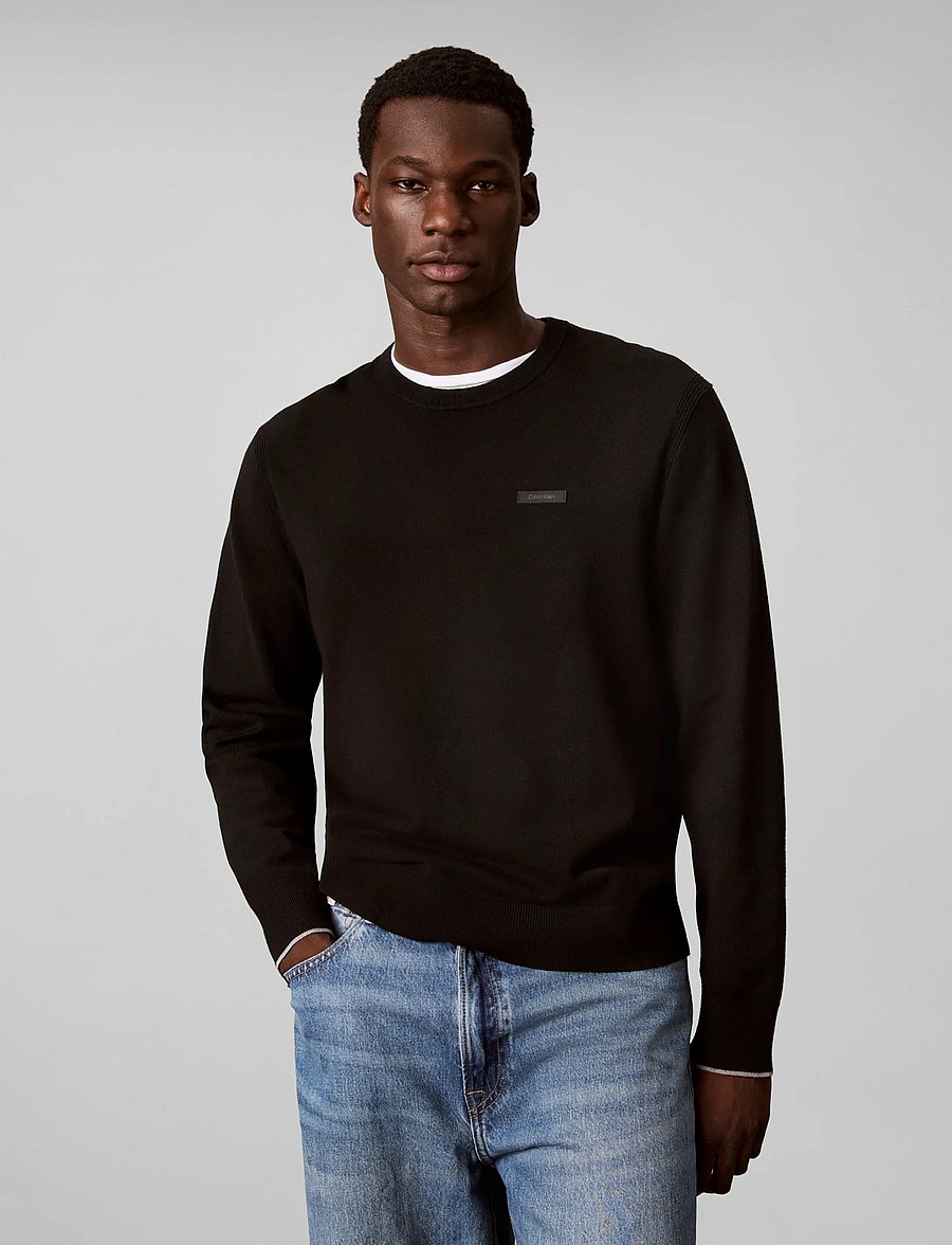 Calvin Klein - LS CK TECH KNIT TIPPING CREW 12G - rundhalsad - black - 3