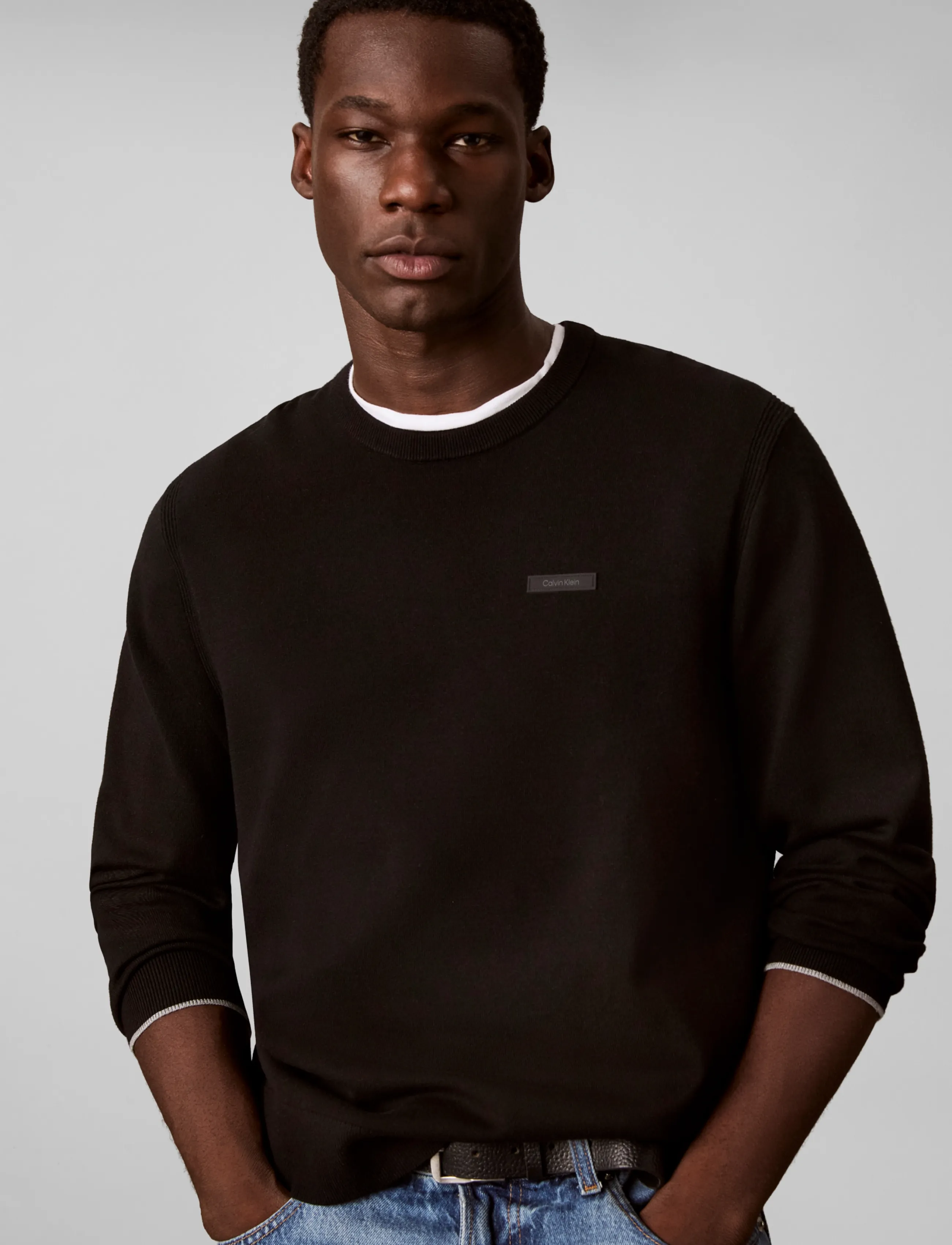 Calvin Klein - LS CK TECH KNIT TIPPING CREW 12G - rundhalsad - black - 5