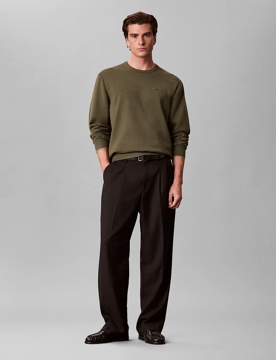 Calvin Klein - LS CK TECH KNIT TIPPING CREW 12G - rundhals - olive night - 0