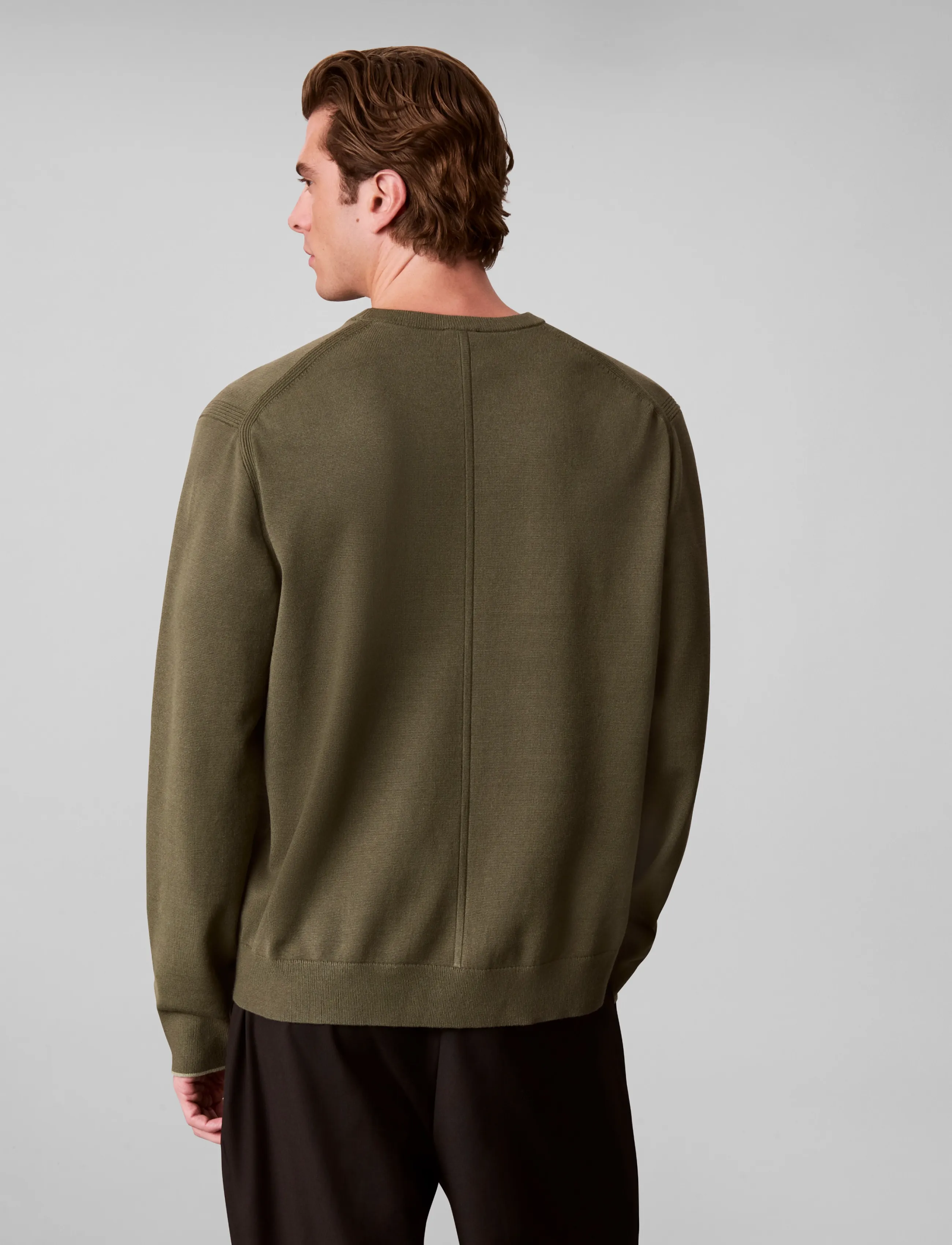 Calvin Klein - LS CK TECH KNIT TIPPING CREW 12G - rundhals - olive night - 2