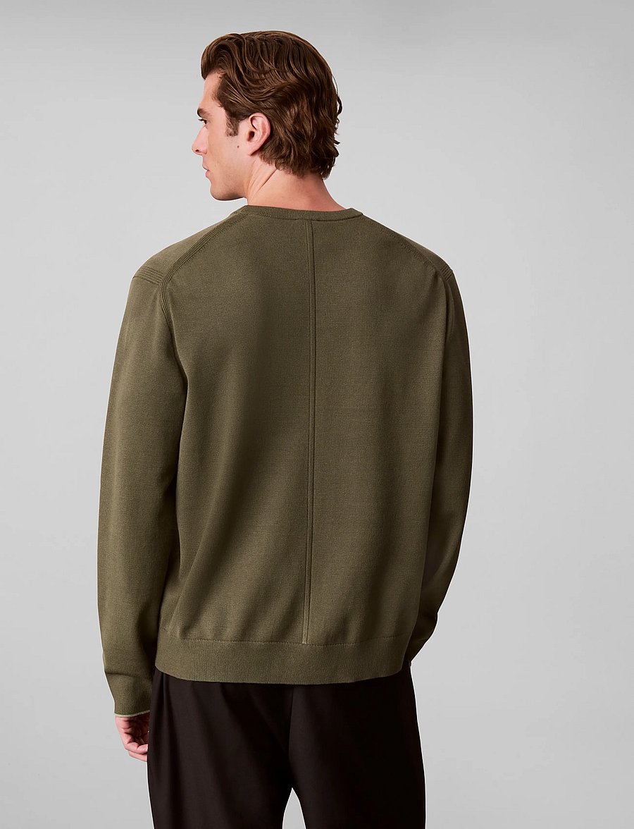 Calvin Klein - LS CK TECH KNIT TIPPING CREW 12G - rundhals - olive night - 2