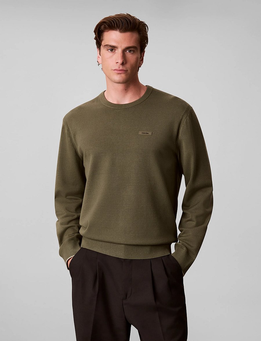 Calvin Klein - LS CK TECH KNIT TIPPING CREW 12G - rundhals - olive night - 3
