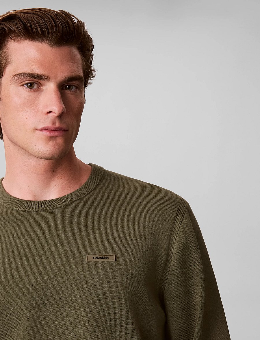 Calvin Klein - LS CK TECH KNIT TIPPING CREW 12G - rundhals - olive night - 4