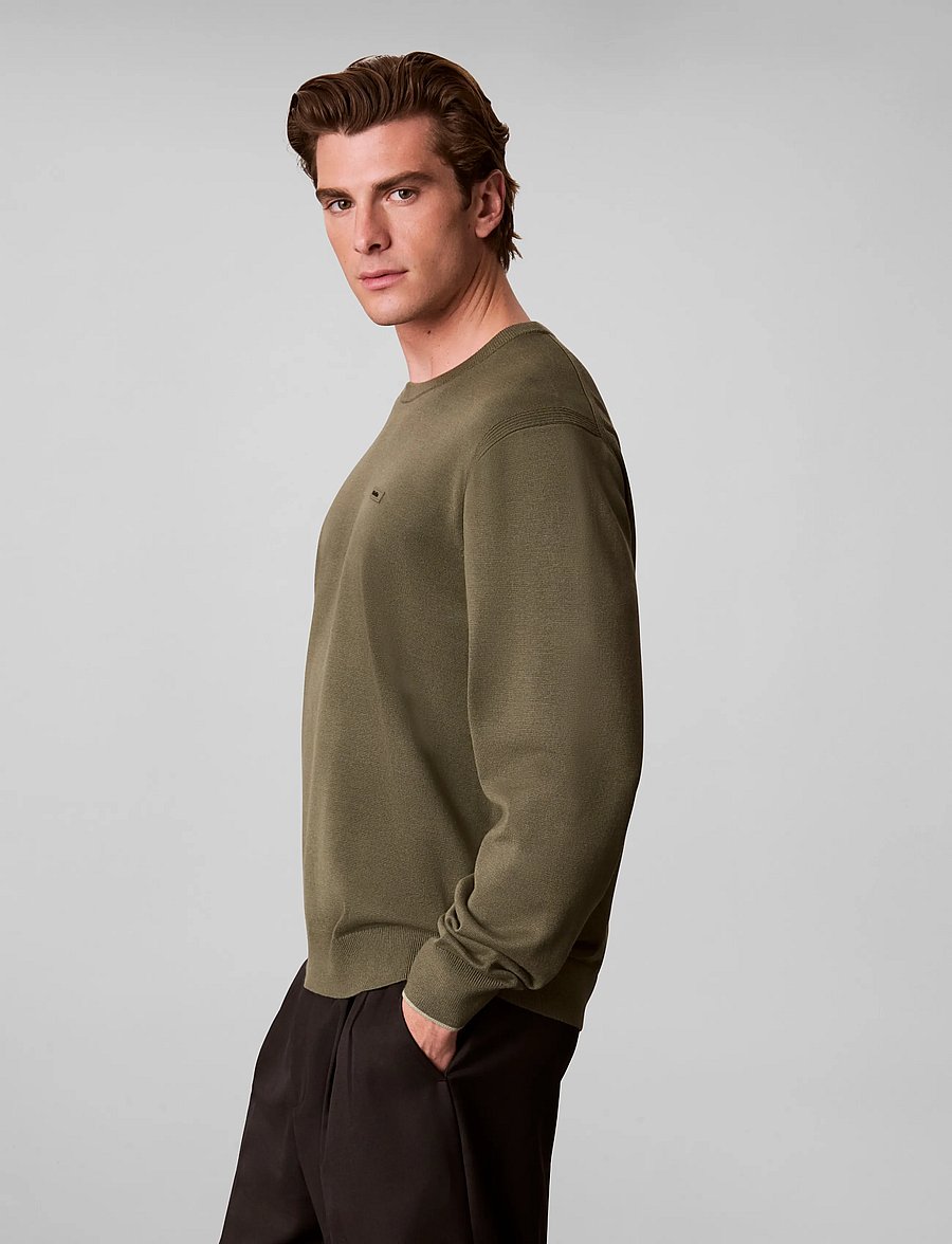 Calvin Klein - LS CK TECH KNIT TIPPING CREW 12G - rundhals - olive night - 5