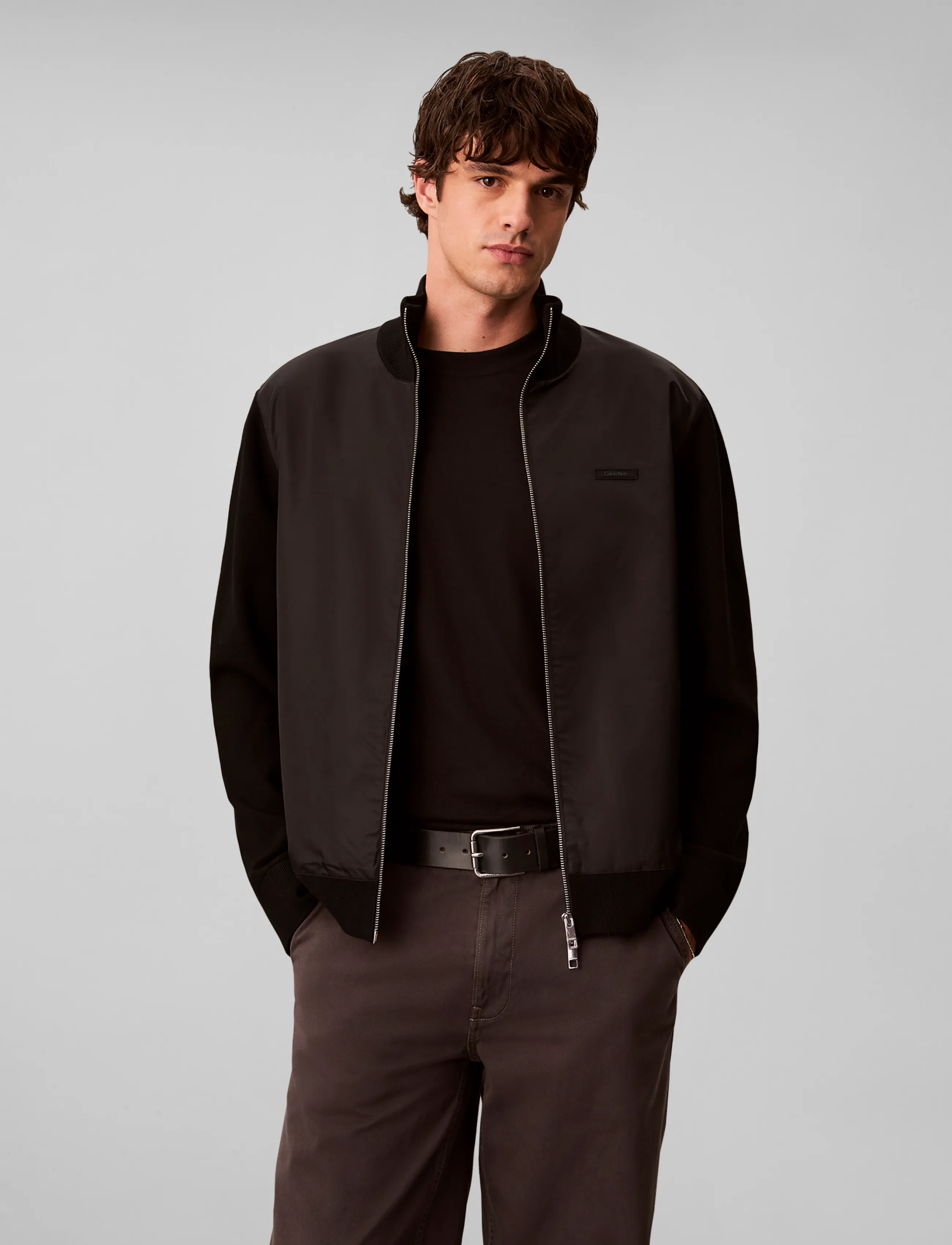 Calvin Klein - LS CK TECH KNIT MIXED MEDIA FZ 1 - hybrid jackets  - black - 3