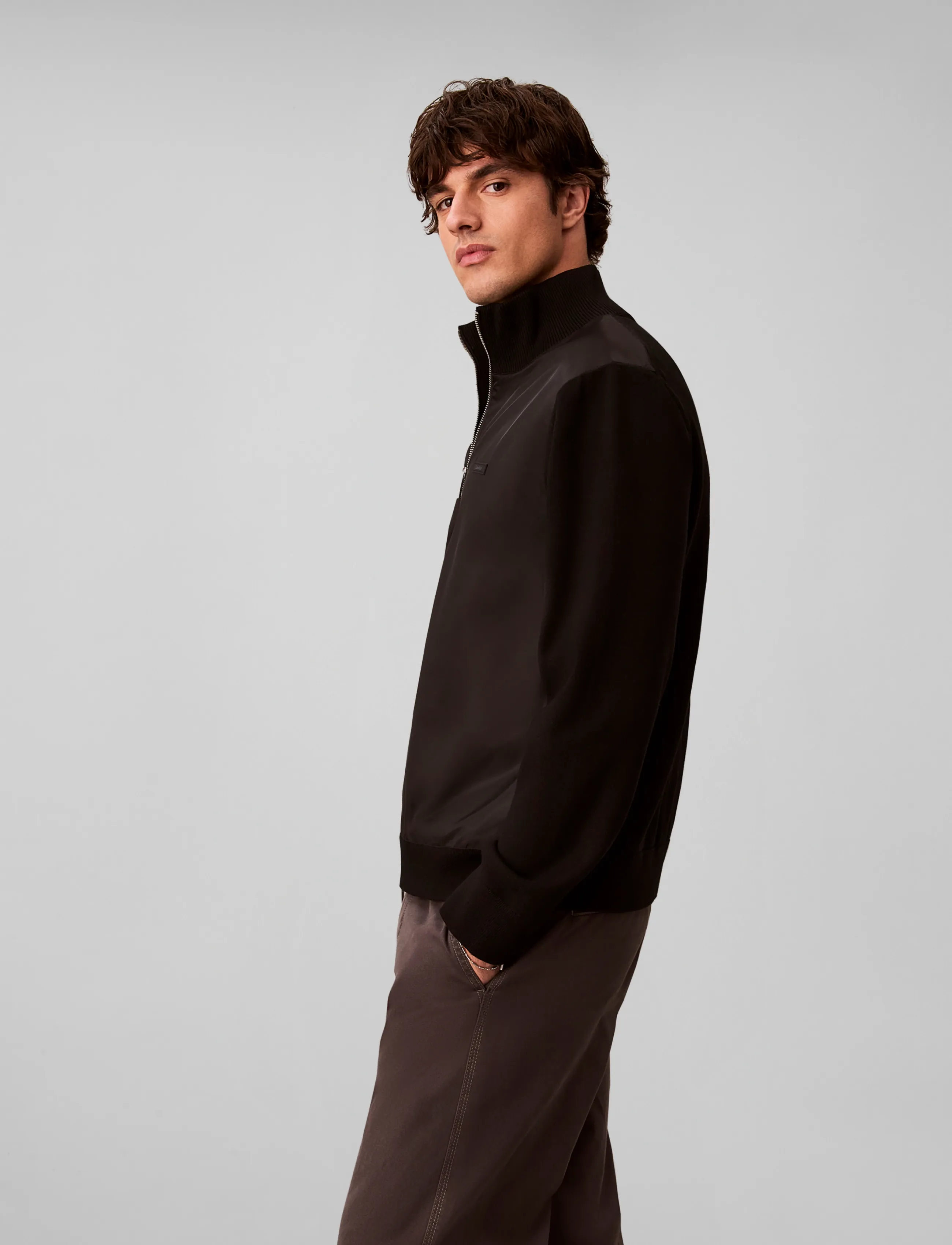 Calvin Klein - LS CK TECH KNIT MIXED MEDIA FZ 1 - hybrid jackets  - black - 5