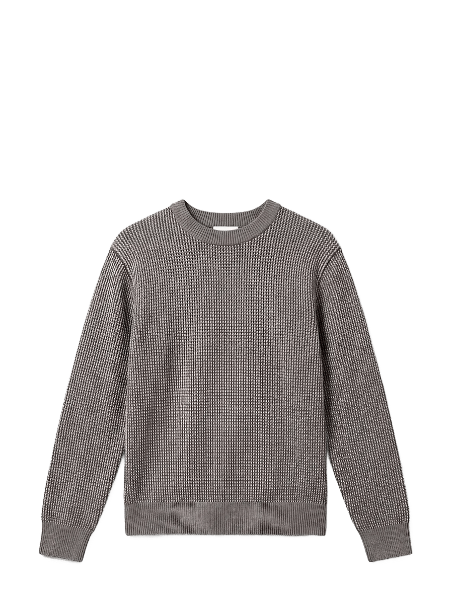 Calvin Klein - LS COTTON WOOL DOTTED STITCH CRE - rund hals - medium grey htr - 1
