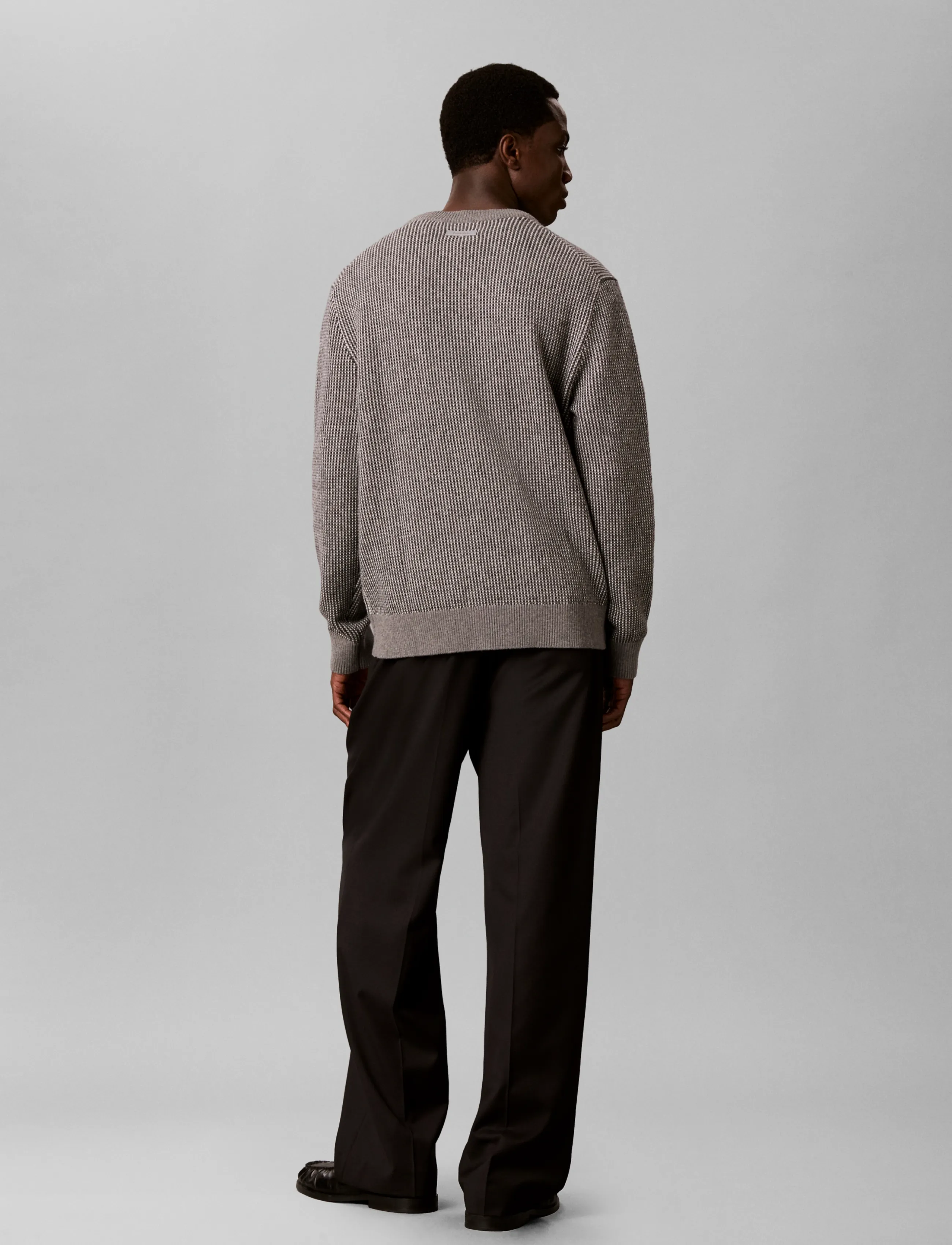 Calvin Klein - LS COTTON WOOL DOTTED STITCH CRE - medium grey htr - 2