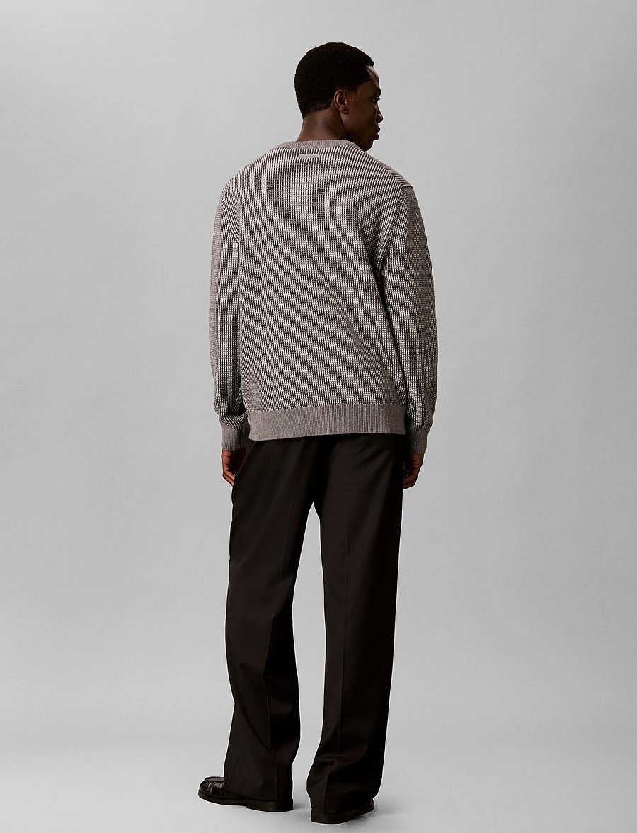 Calvin Klein - LS COTTON WOOL DOTTED STITCH CRE - rund hals - medium grey htr - 2